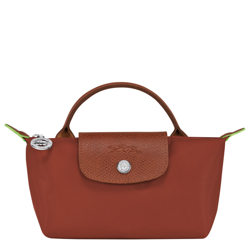 Le Pliage Green Pouch with handle Chestnut - Recycled canvas 1