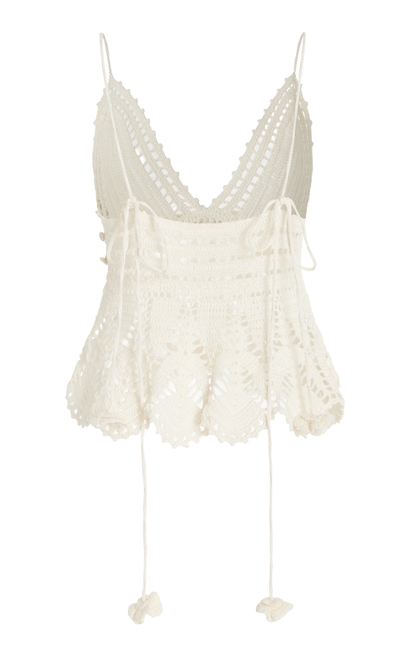 Delfina Metallic Crocheted Cotton Tank Top white - 2