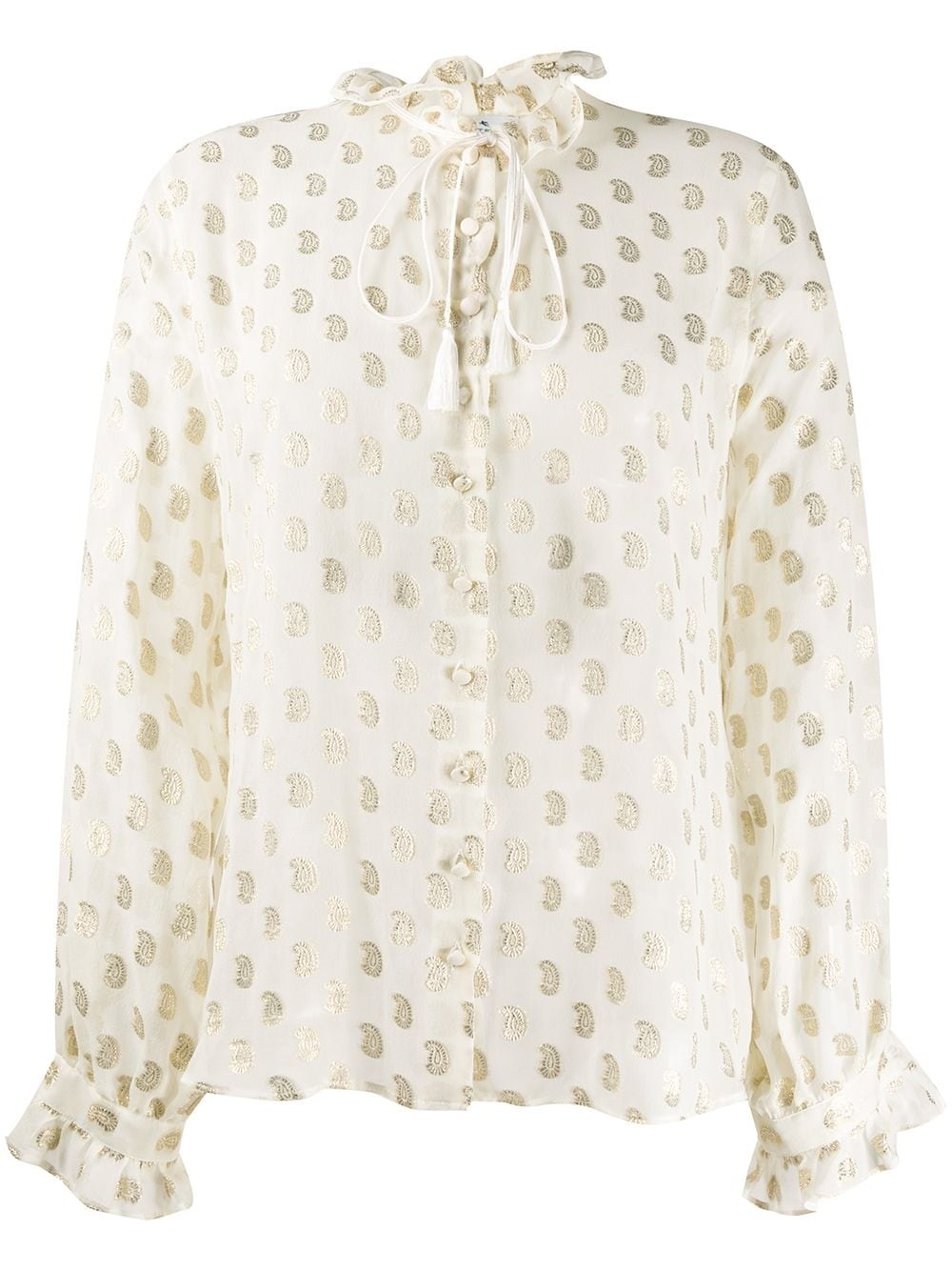 paisley-embroidery silk shirt - 1