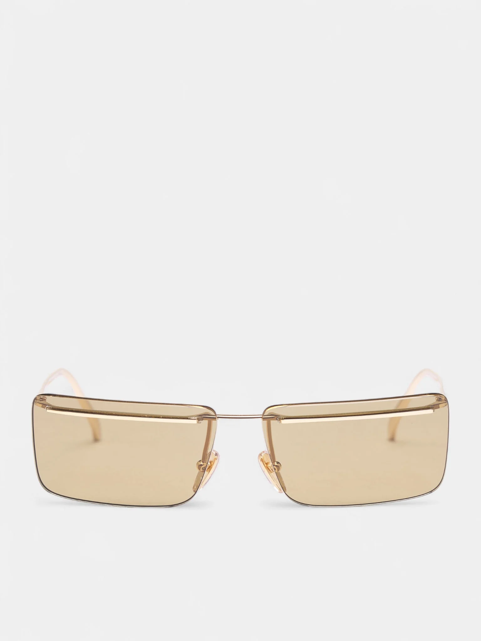 Gold Metal Rectangular Sunglasses - 1