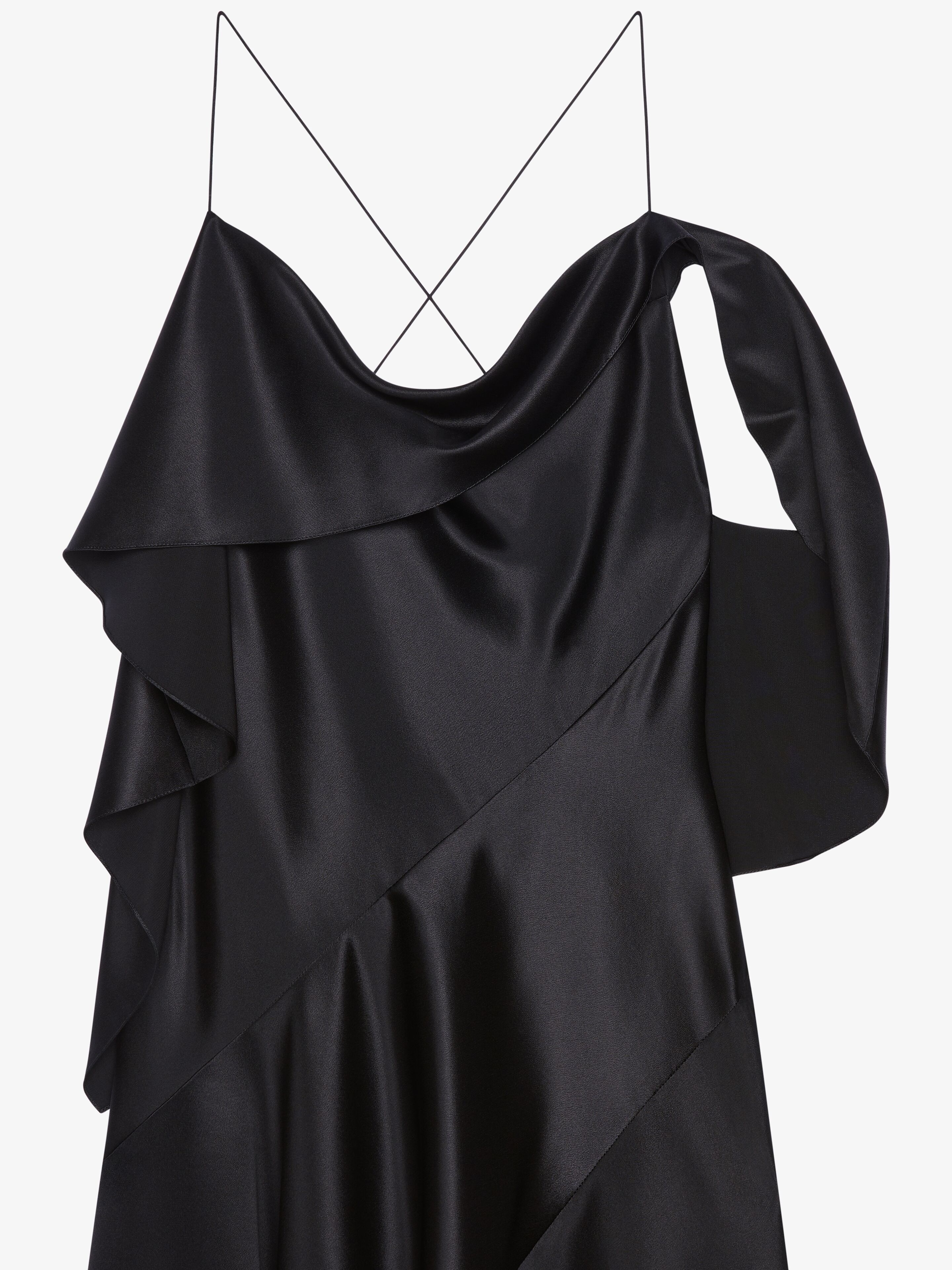 ASYMMETRIC DRAPED DRESS IN SATIN - 5