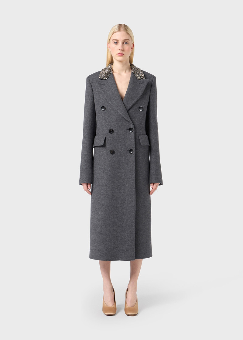 DOUBLE-BREASTED COAT WITH EMBROIDERED COLLAR 3
