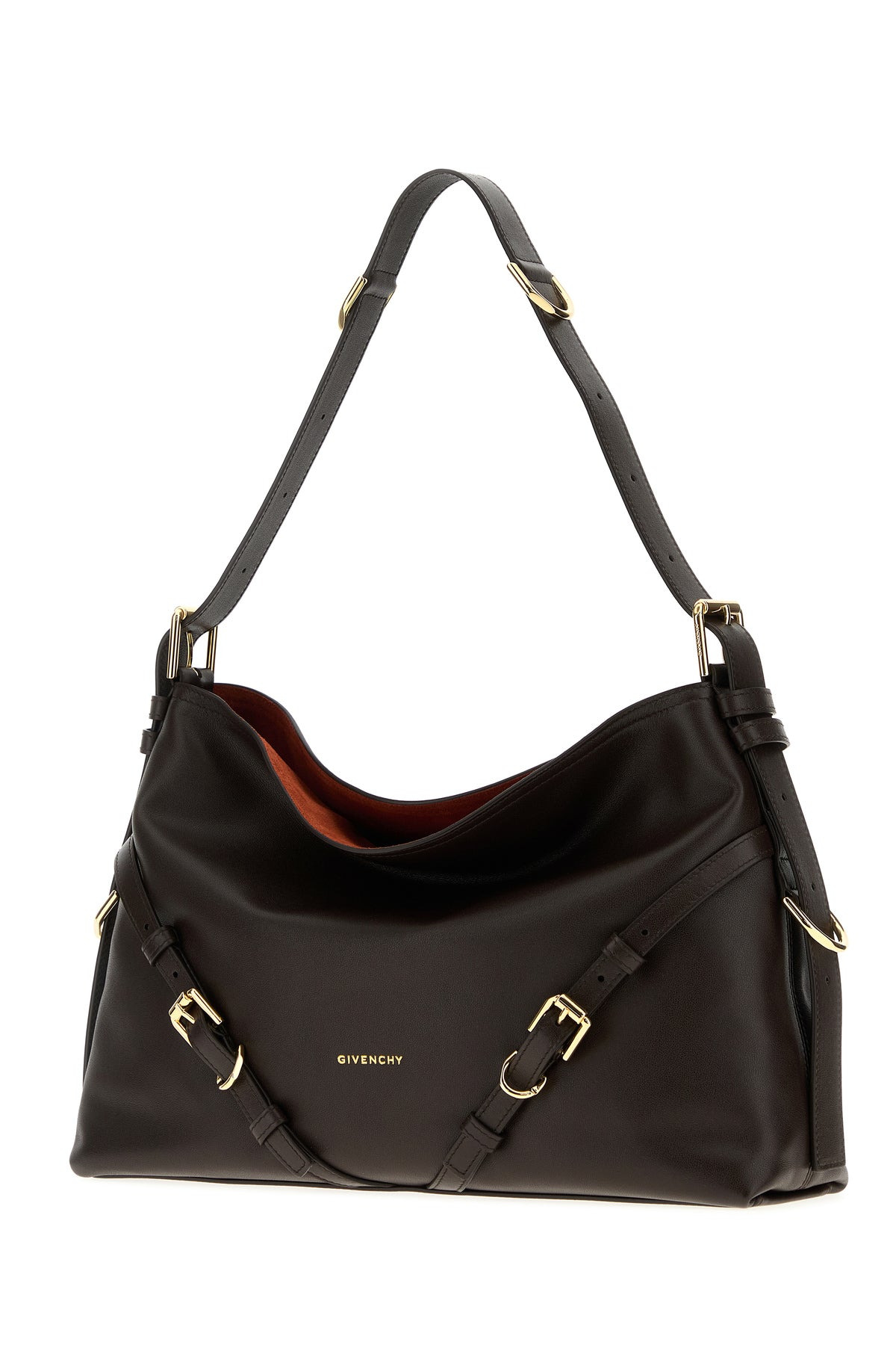 Dark brown leather medium Voyou shoulder bag - 2