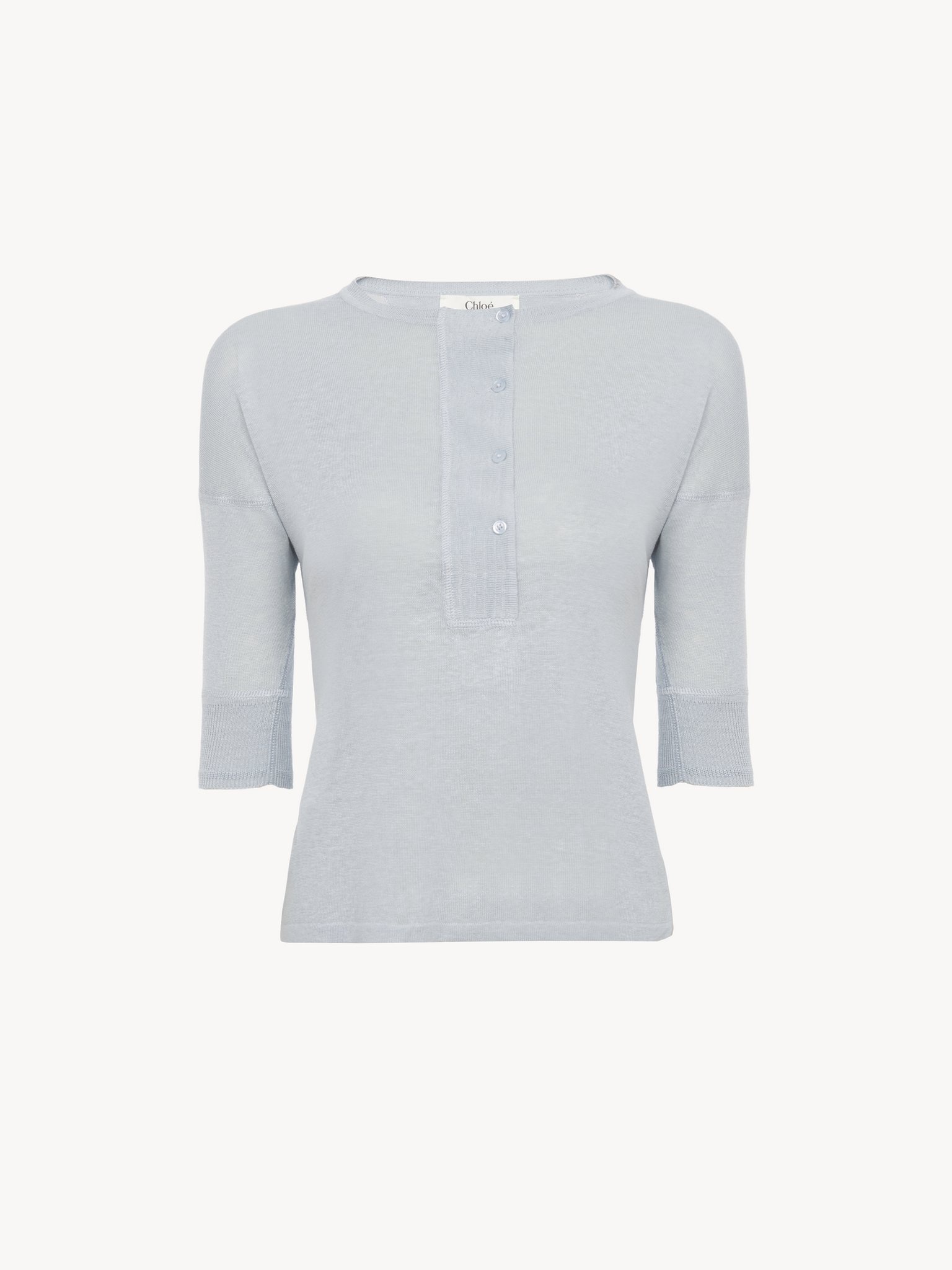 SHORT-SLEEVE HENLEY SHIRT IN LINEN & SILK KNIT - 2