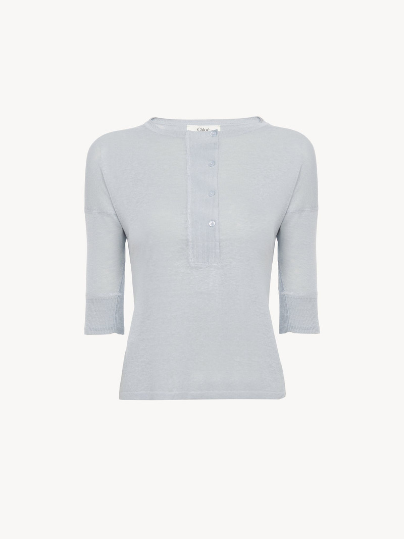 Chloé SHORT-SLEEVE HENLEY SHIRT IN LINEN & SILK KNIT outlook