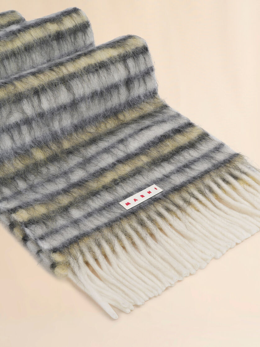 WHITE WOOL AND MOHAIR SCARF WITH STRIPED PATTERN - 3