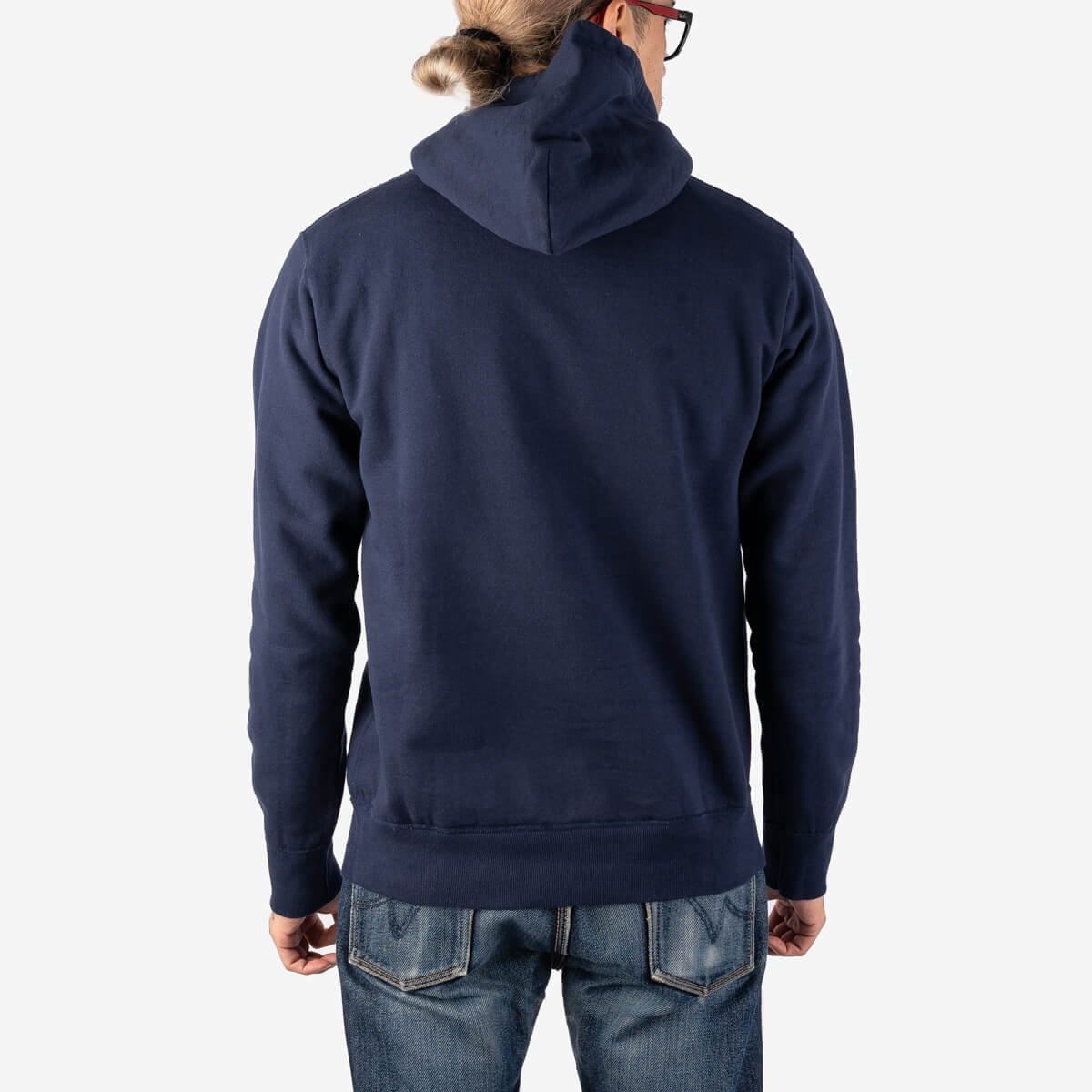 IHSW-59-NAV Printed 14oz Ultra Heavyweight Loopwheel Cotton Hoodie - Navy - 3