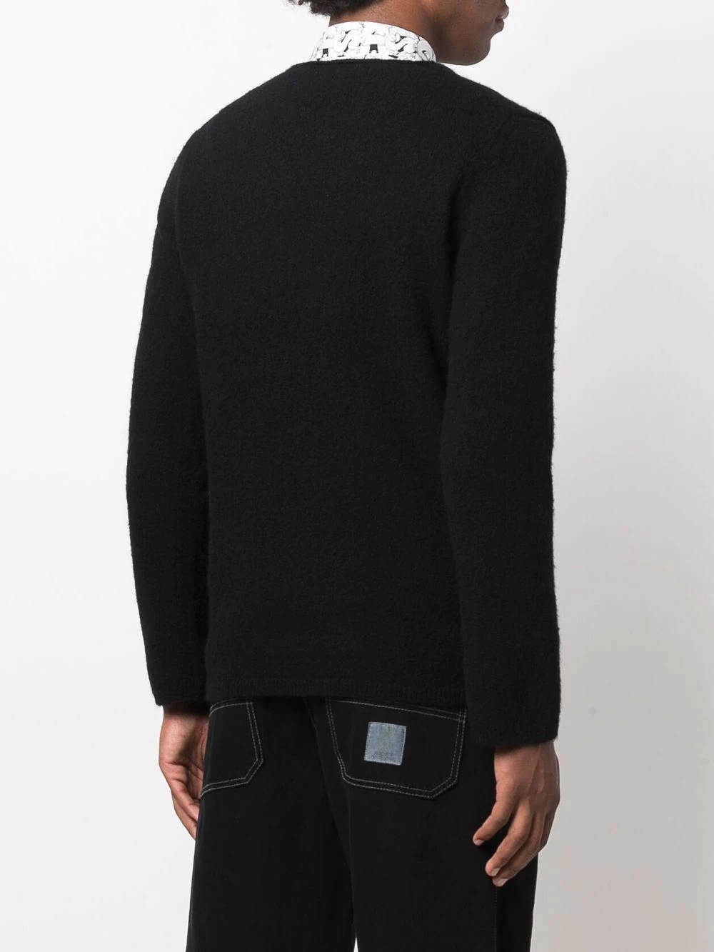 textured V-neck jumper - 4