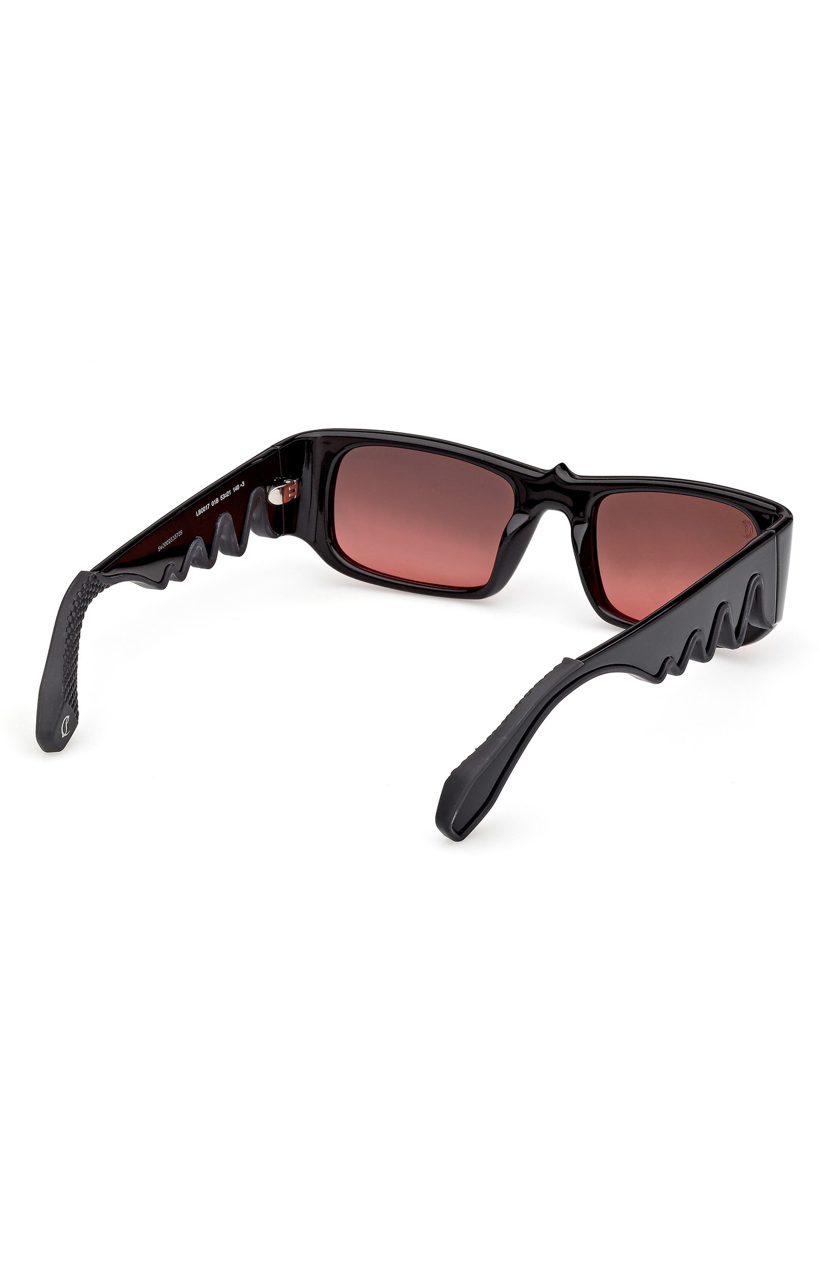 Christian Louboutin 53mm Loubishark Rectangular Sunglasses in Black/Red Gradient at Nordstrom - 5