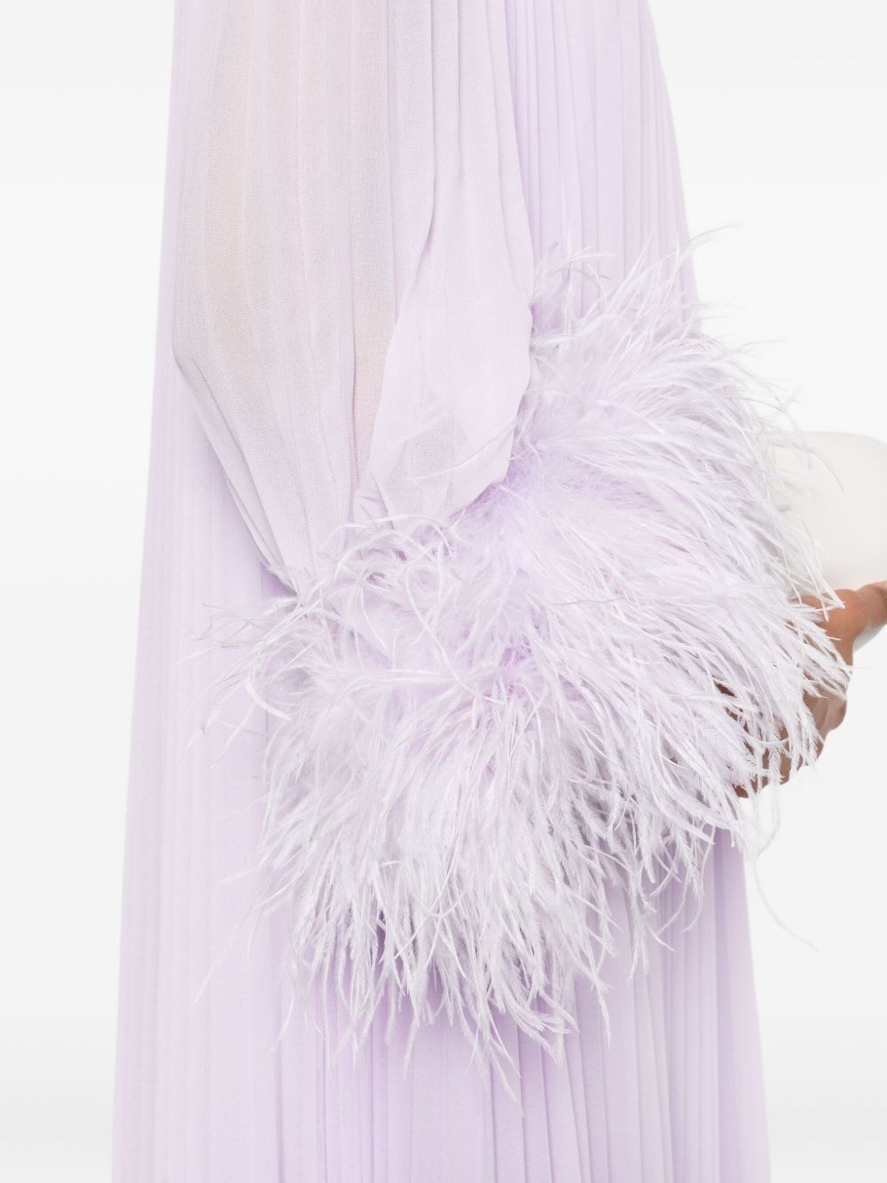 chiffon feather-detail dress - 5