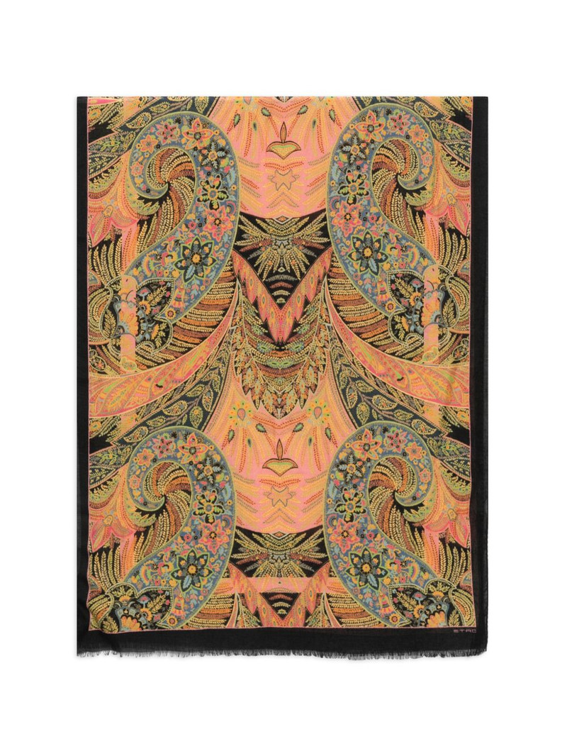 paisley-print frayed scarf 1