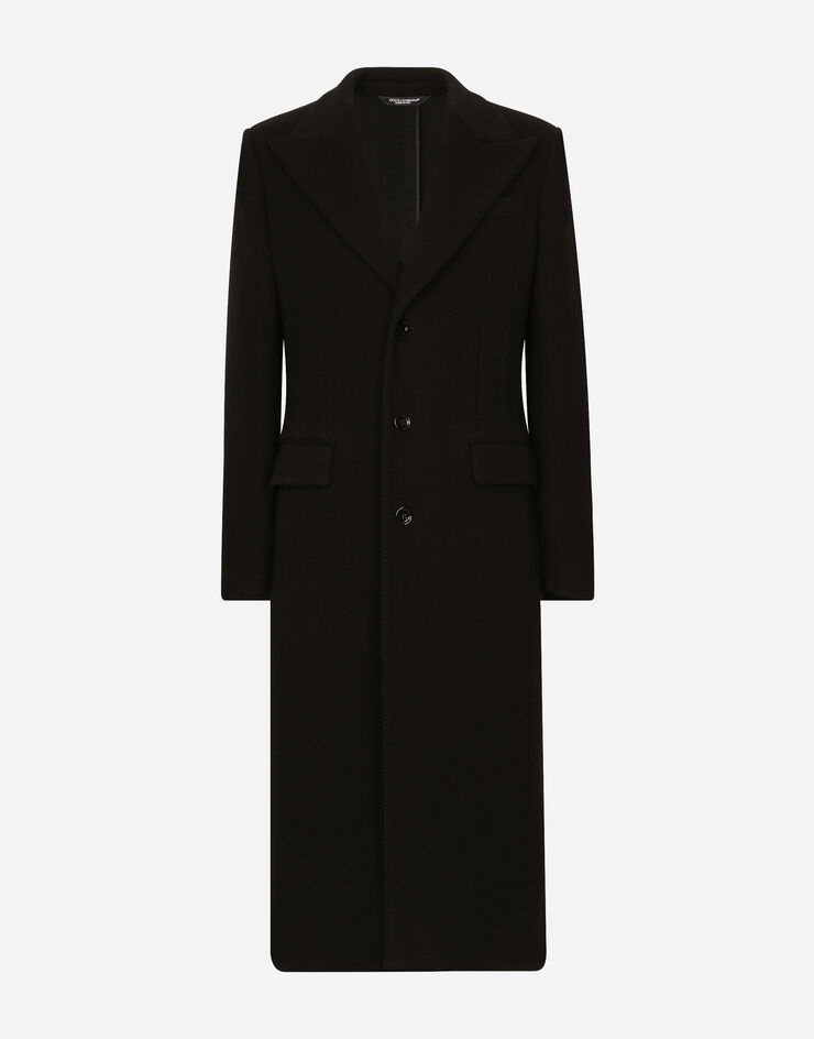Single-breasted technical wool jersey coat - 1