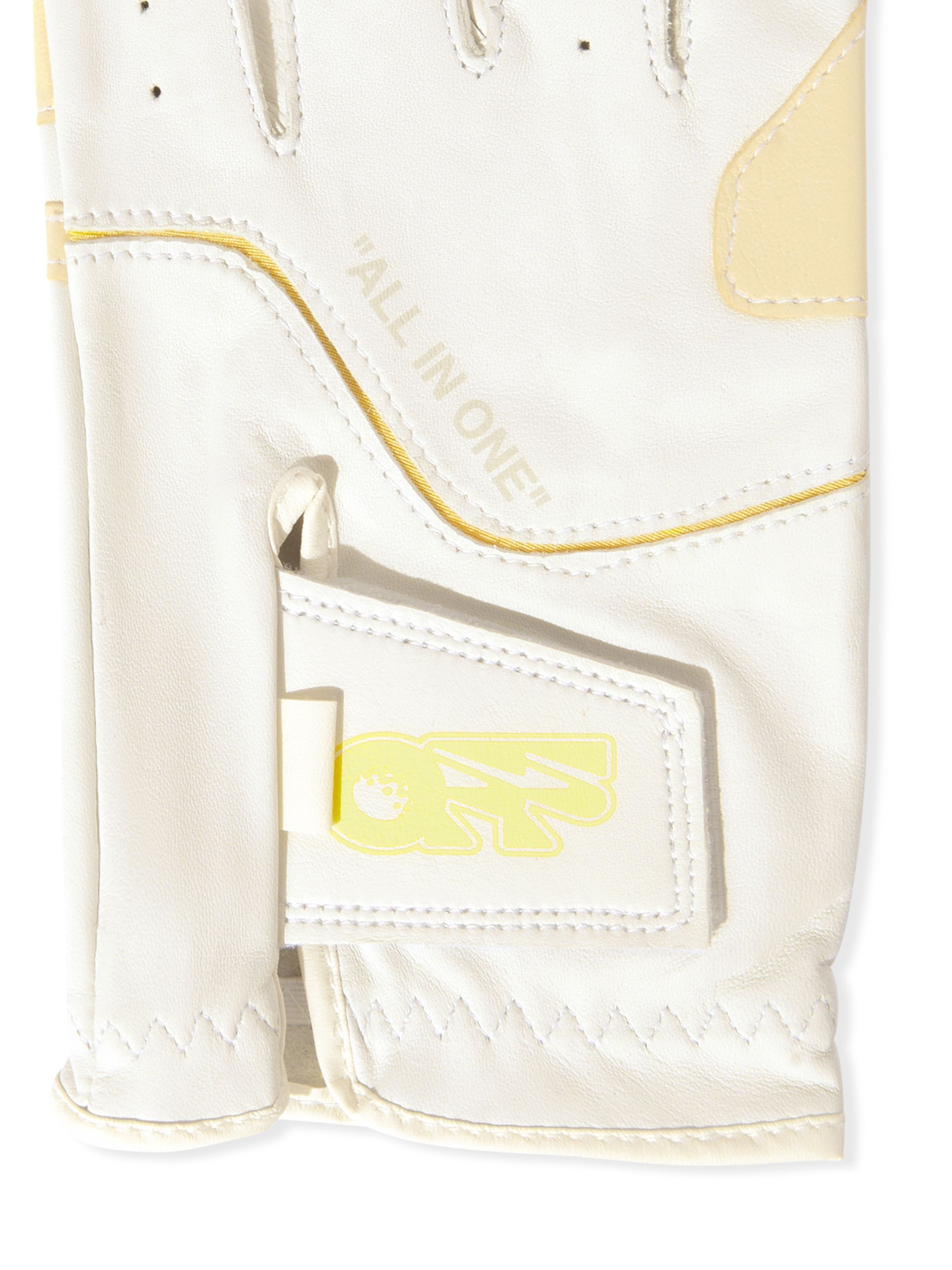 Gray/yellow Leather Golf Gloves - 3