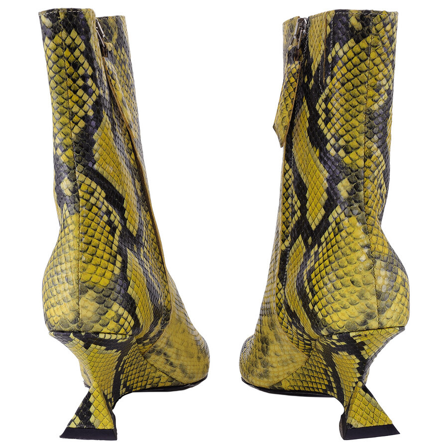 The Attico Fluo Yellow Python Leather Cheope Ankle Boots - 4