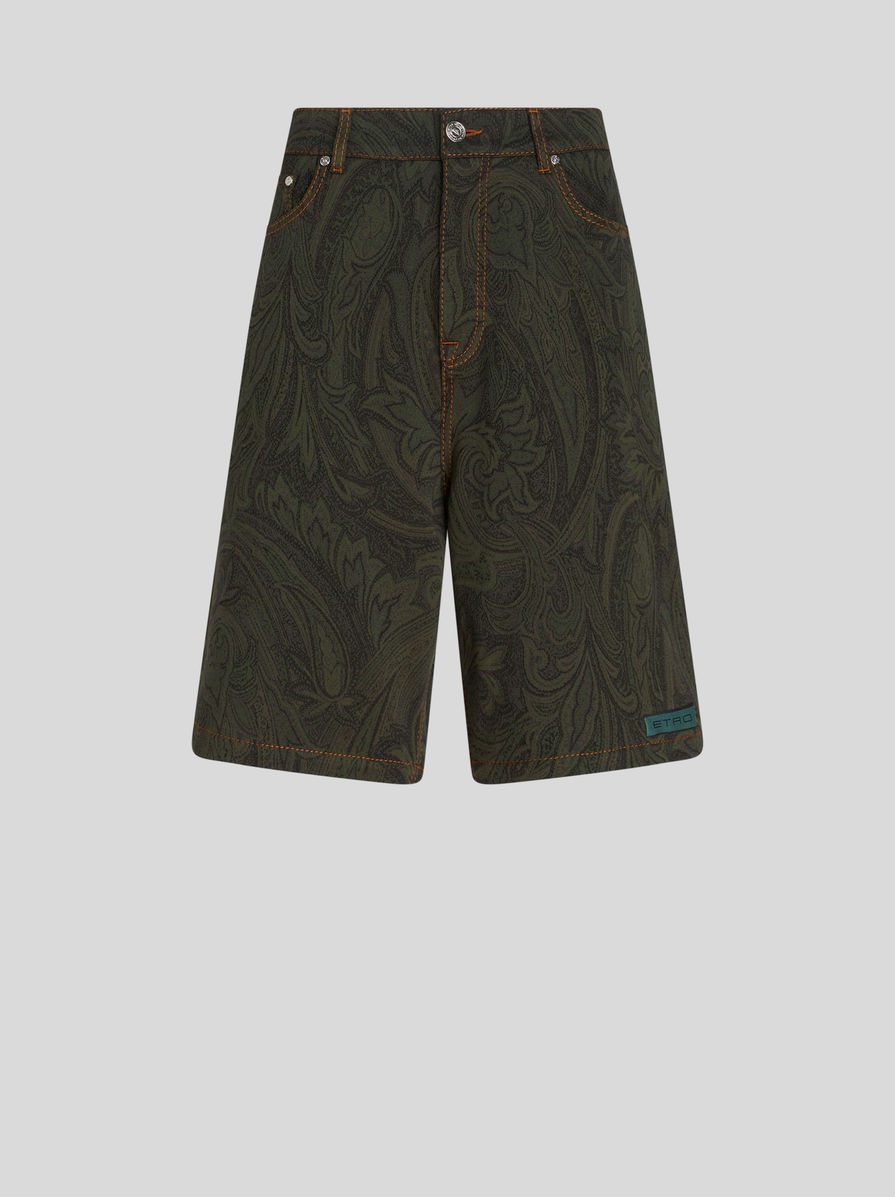 PAISLEY COTTON-BLEND JACQUARD BERMUDA SHORTS - 1