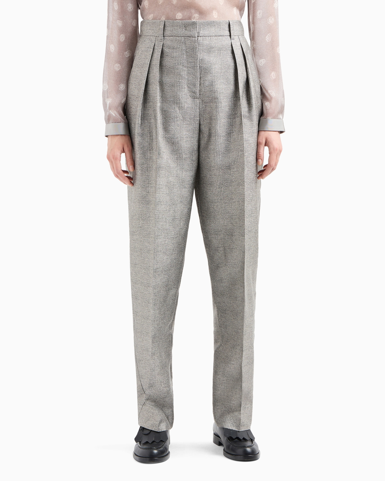 Icon trousers with pleats in a Prince of Wales check viscose - 2