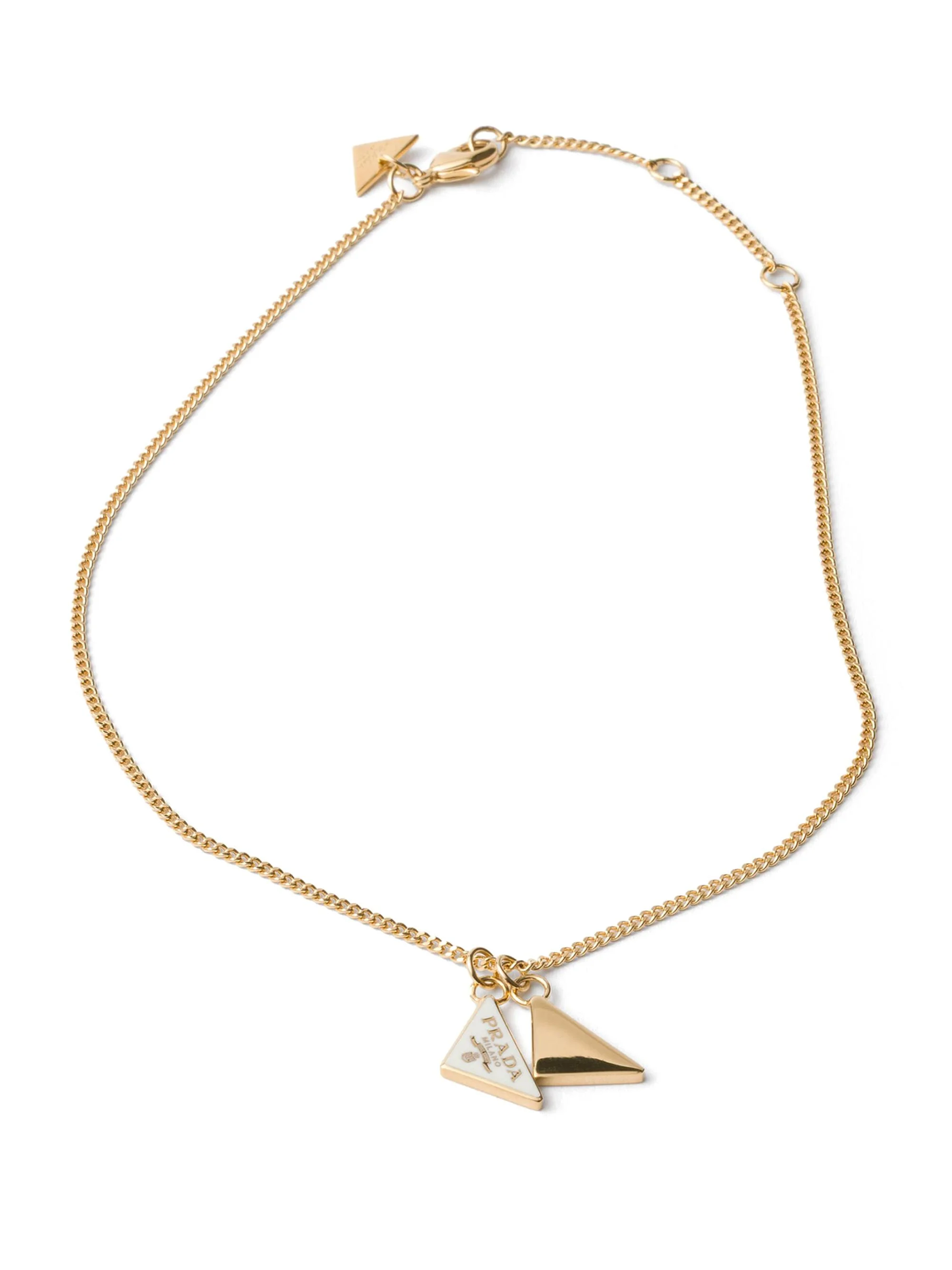Women's Enameled Metal Necklace - Gold White - 1