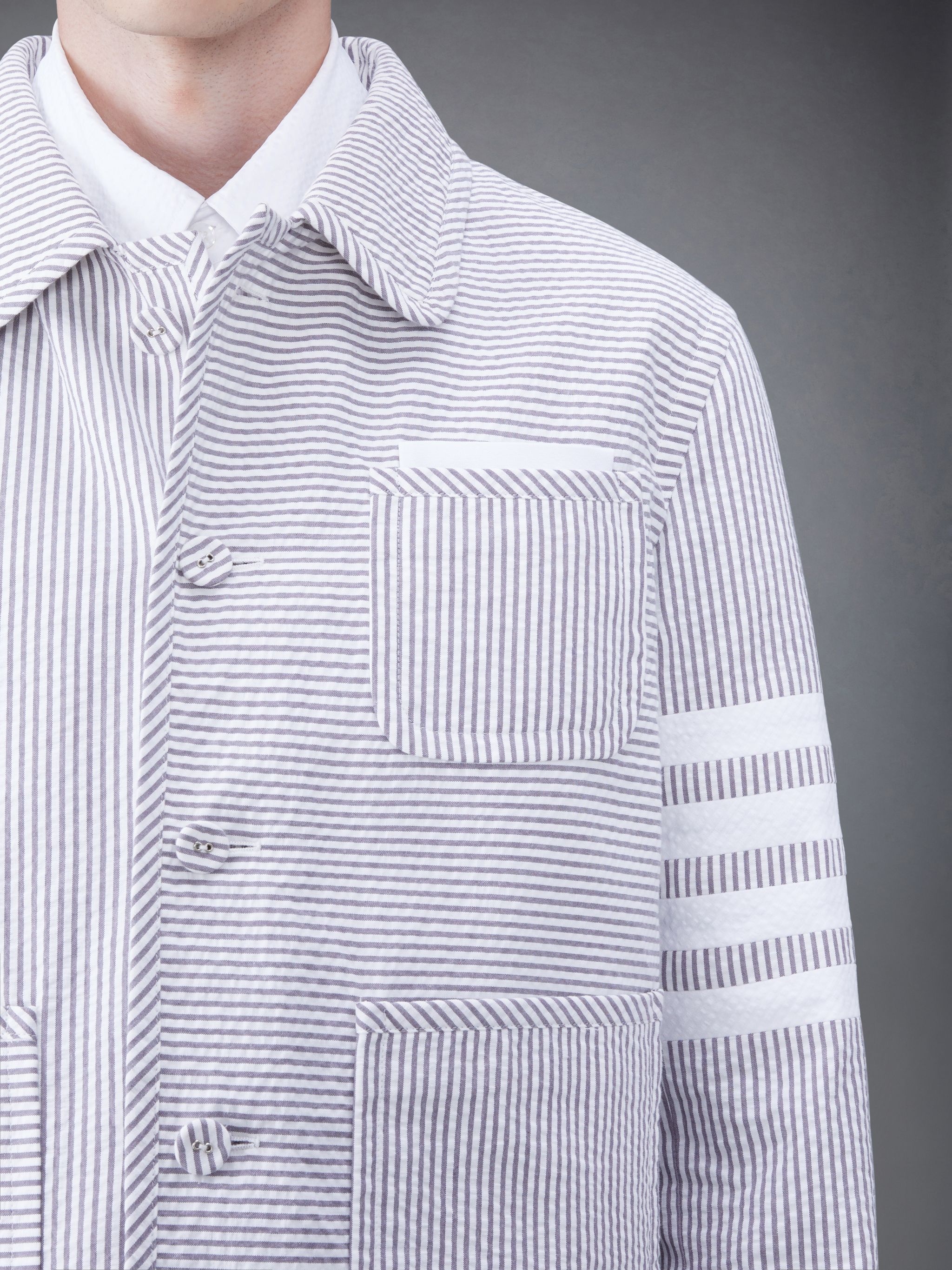 Unconstructed 4-Bar seersucker jacket - 6