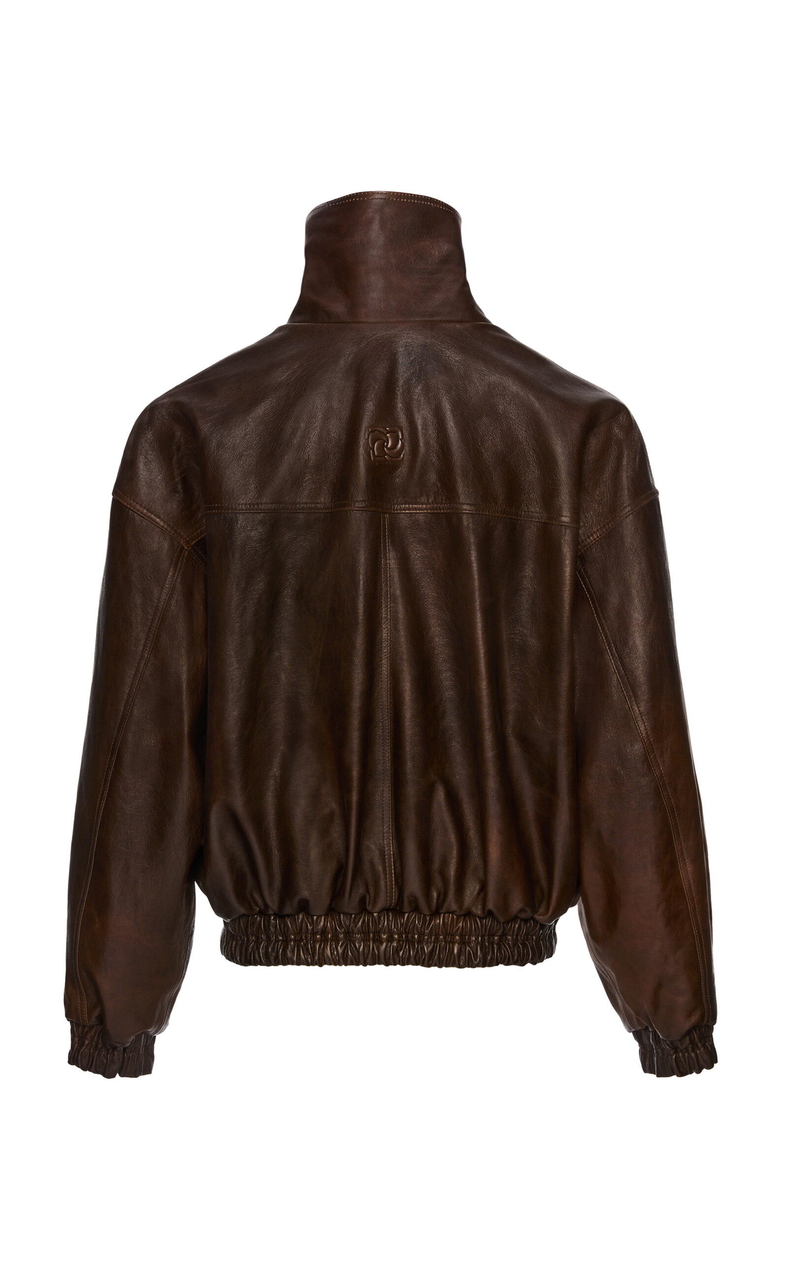 Oversized High Neck Leather Jacket brown - 5