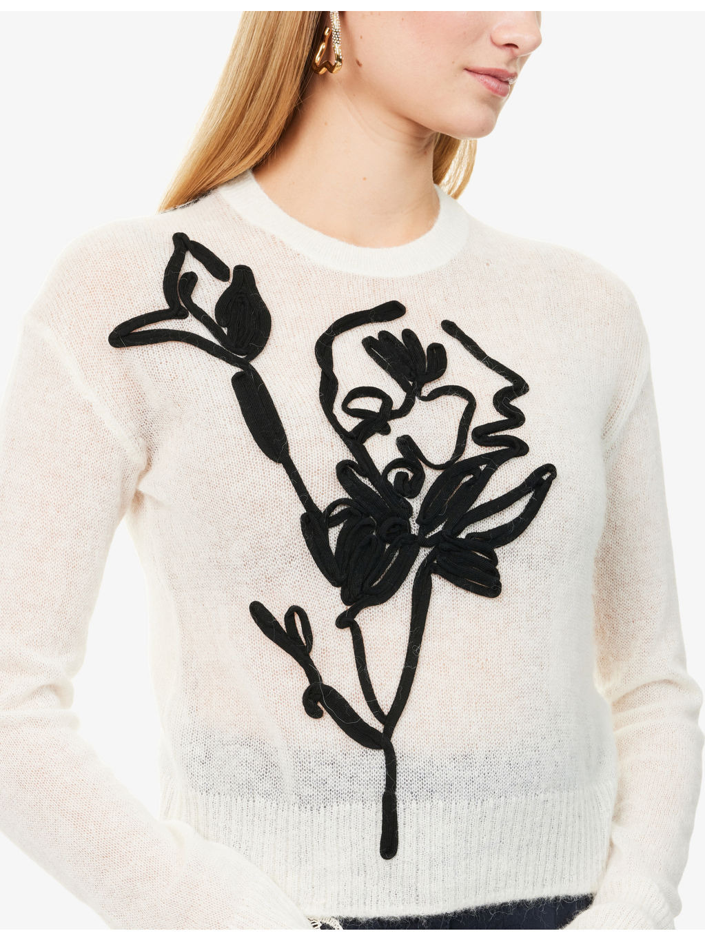Flower-Embroidered Crewneck Wool-Blend Jumper - 5