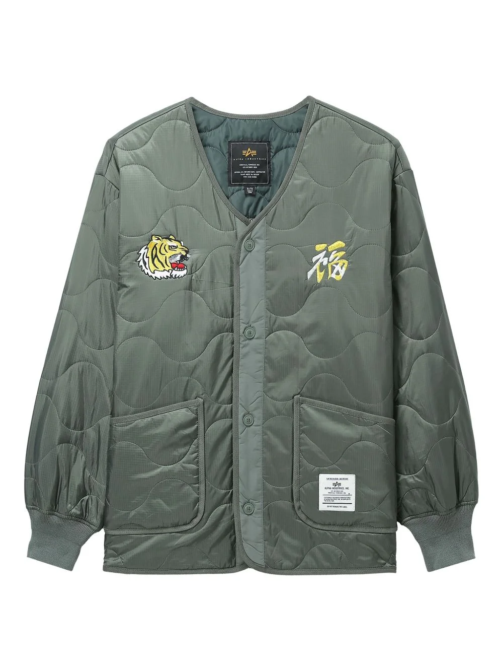tiger-embroidered quilted jacket - 1