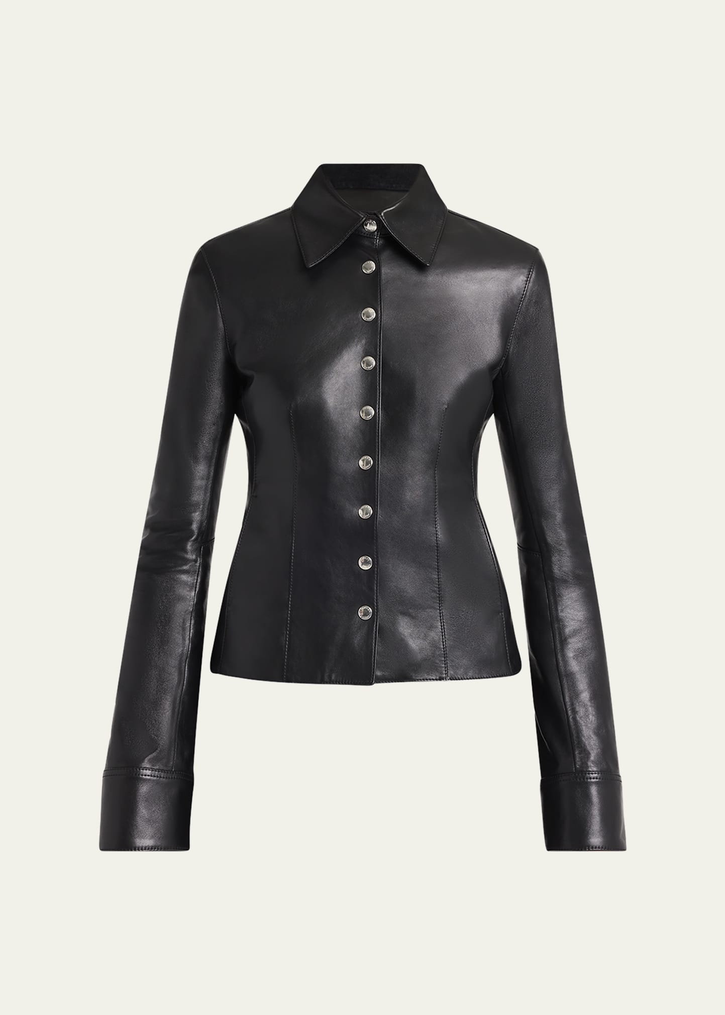Leather Button-Down Top - 1
