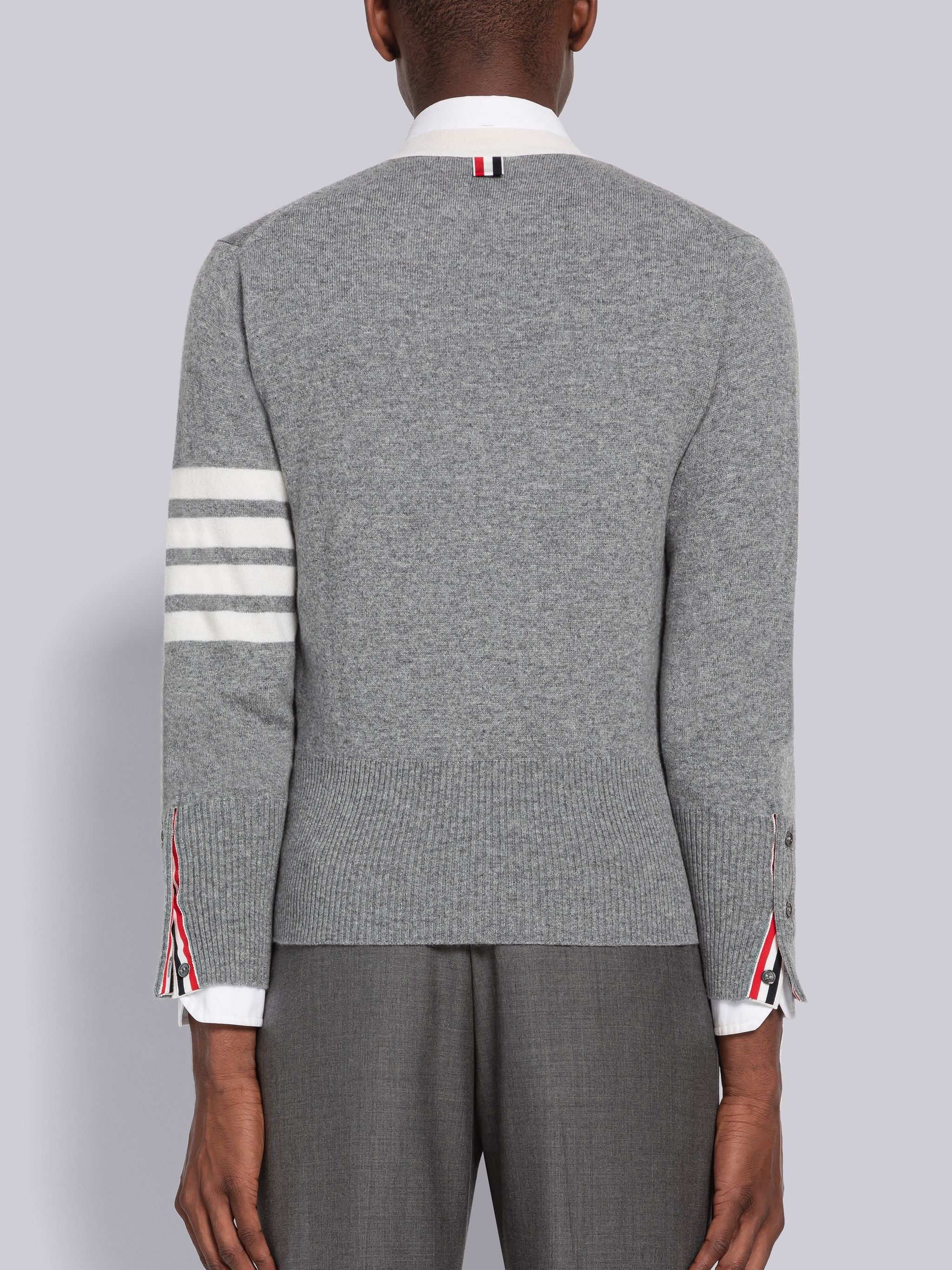 Cashmere Stripe V-Neck Cardigan - 3