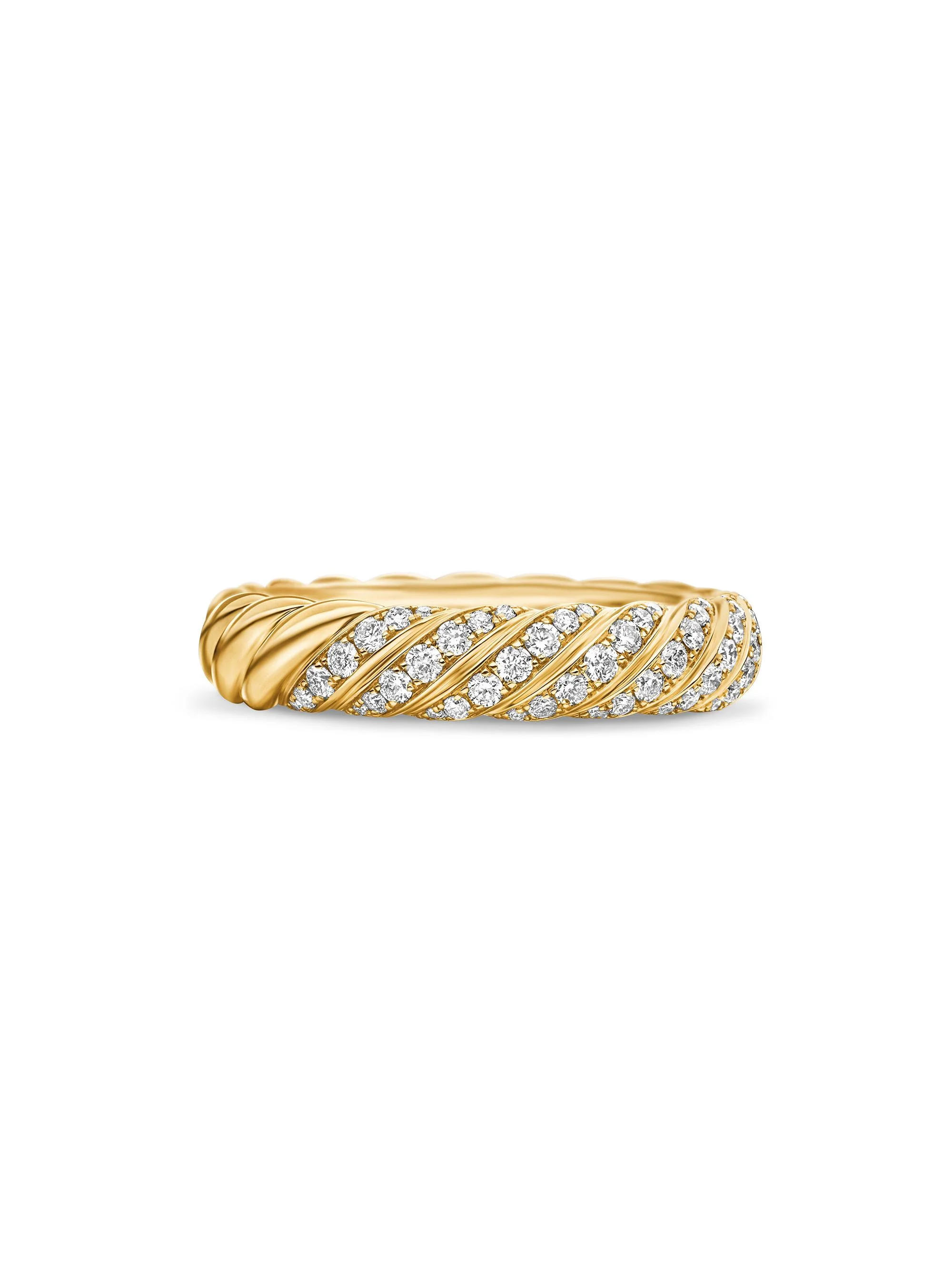 Women's Sculpted Cable Band Ring In 18K Yellow Gold - Gold - 1