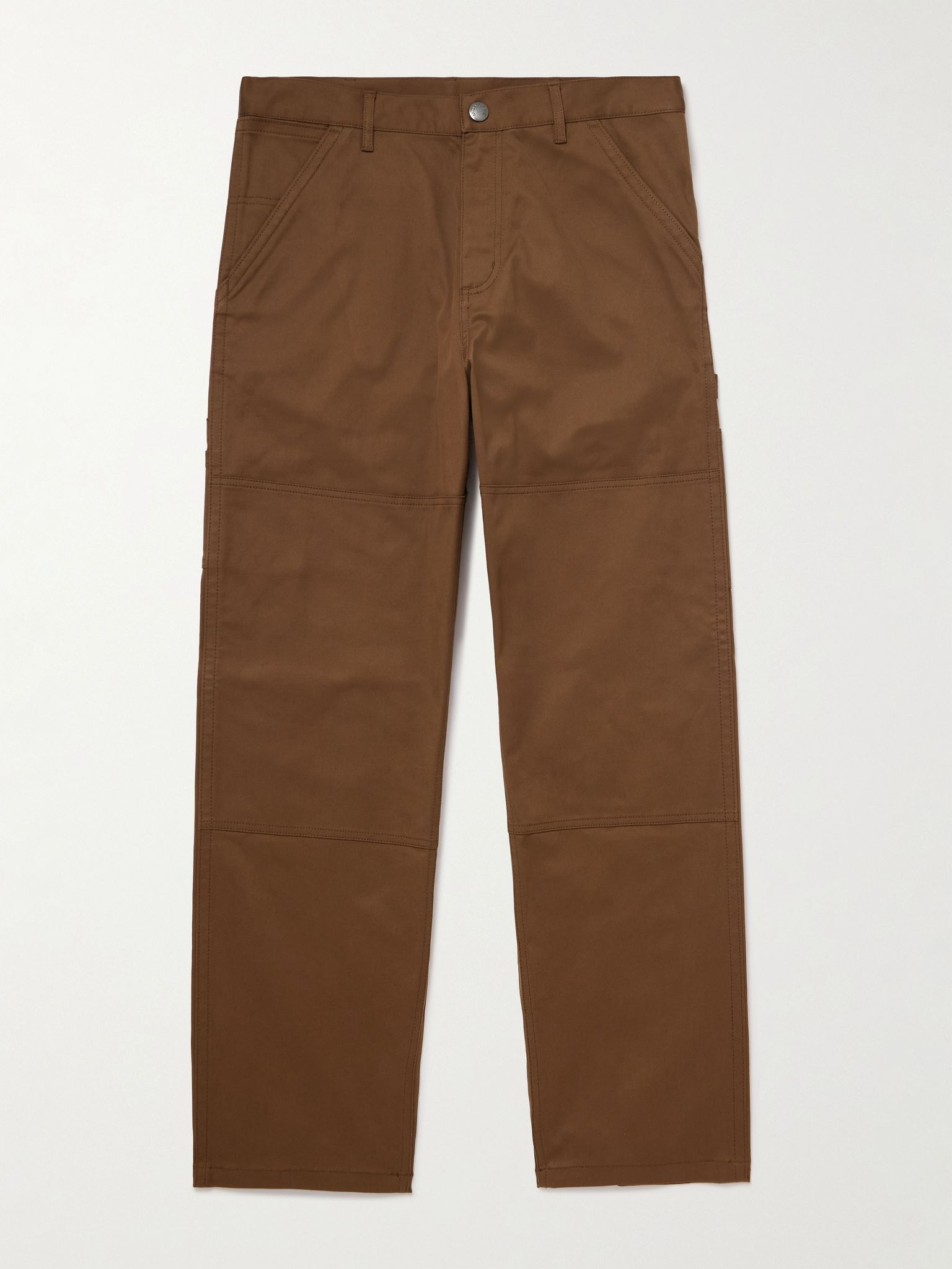 Straight-Leg Panelled Cotton-Blend Gabardine Trousers Brown - 1