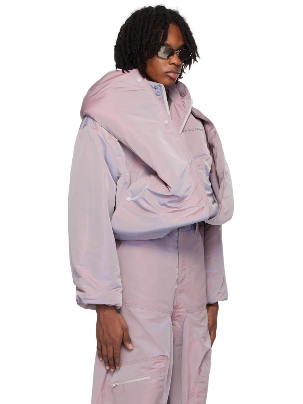 Purple Snap Off Puffer Jacket - 2