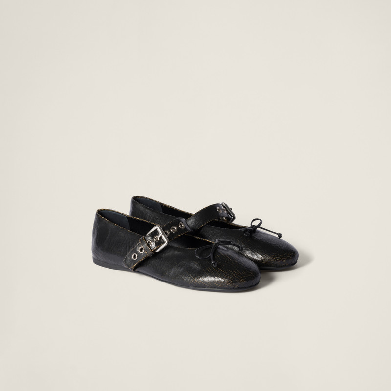Crackle leather ballerinas - 1