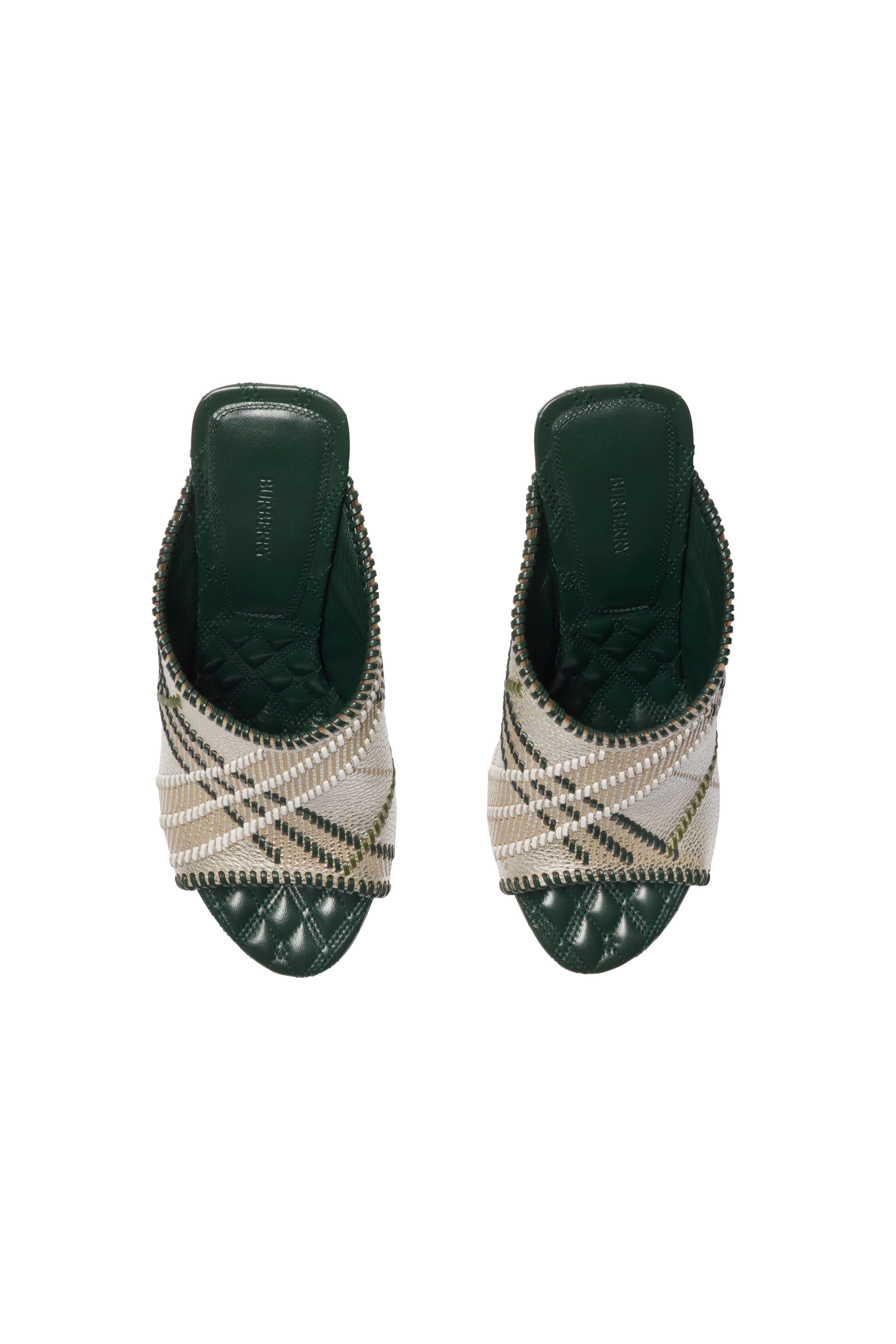 burberry Check Leather Cabana Mules in Cotton at Nordstrom - 5