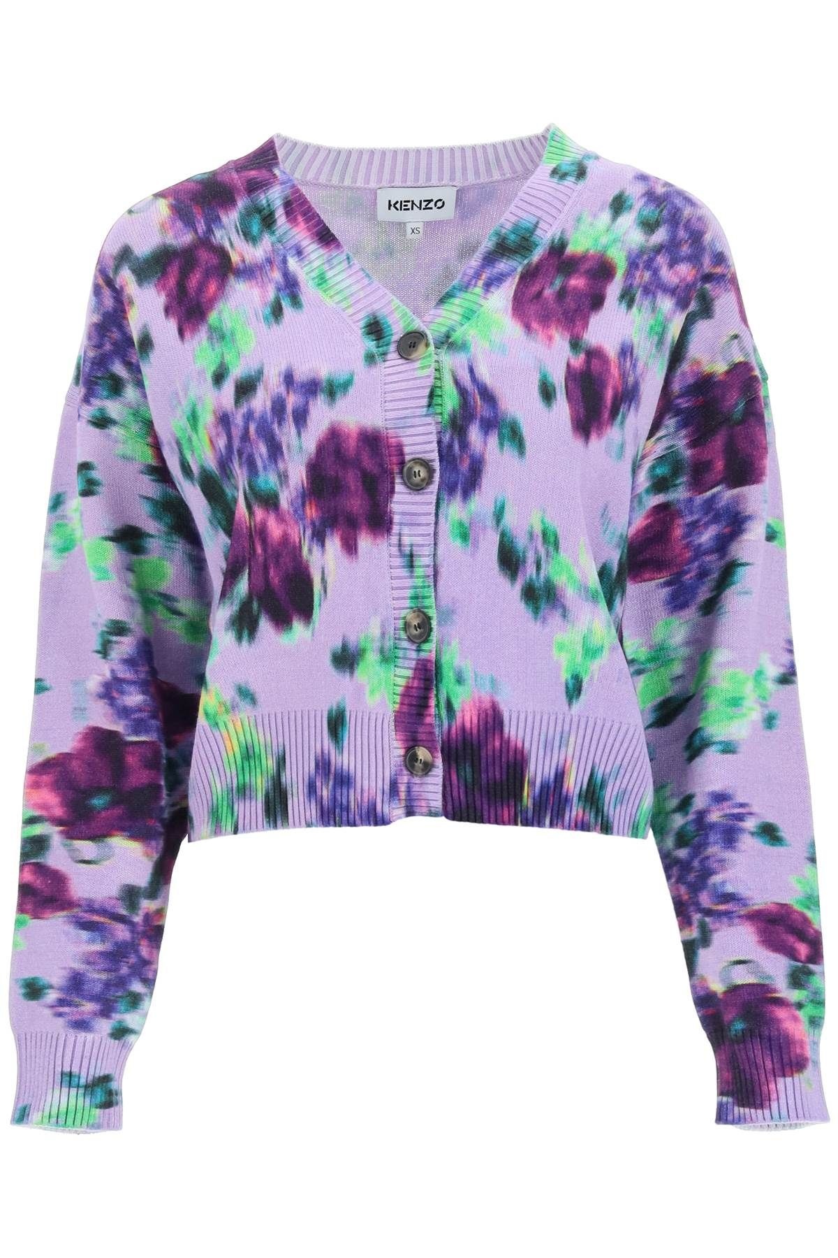 BLURRED FLORAL PRINT CARDIGAN - 1