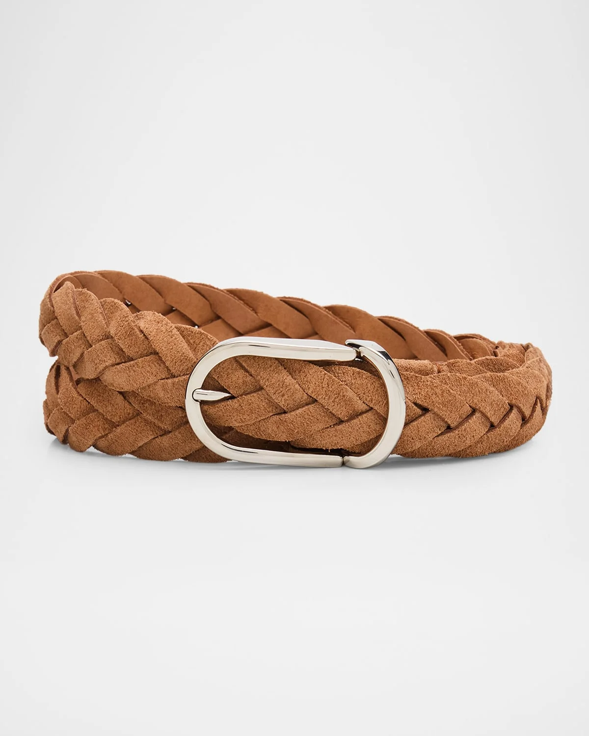 Men's Braided Leather Round-Buckle Belt - 1