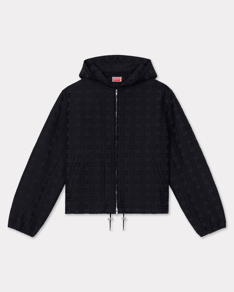 'KENZO Weave' hooded overshirt in cotton jacquard 1