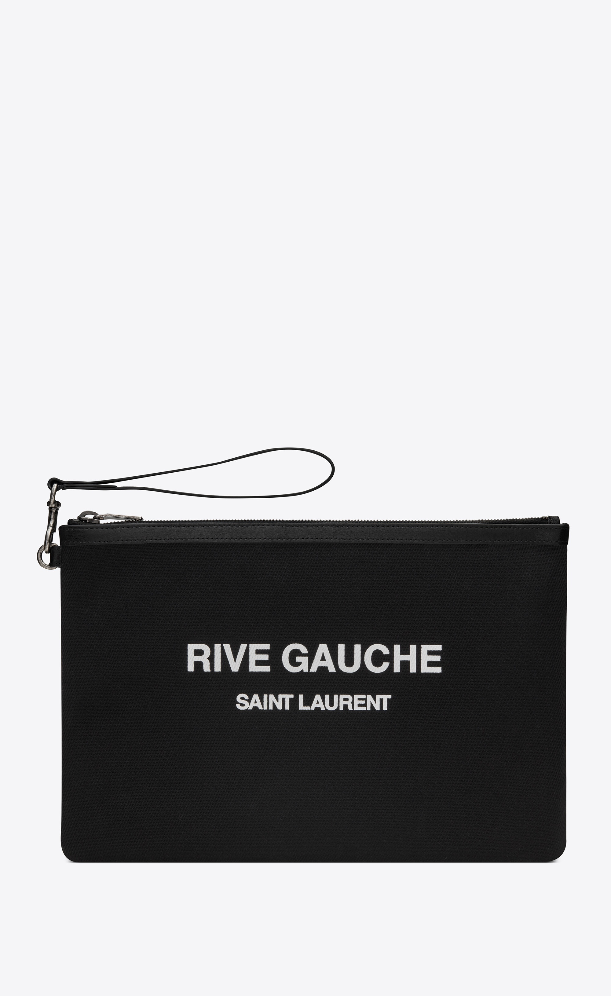 rive gauche zippered pouch in bias canvas - 1