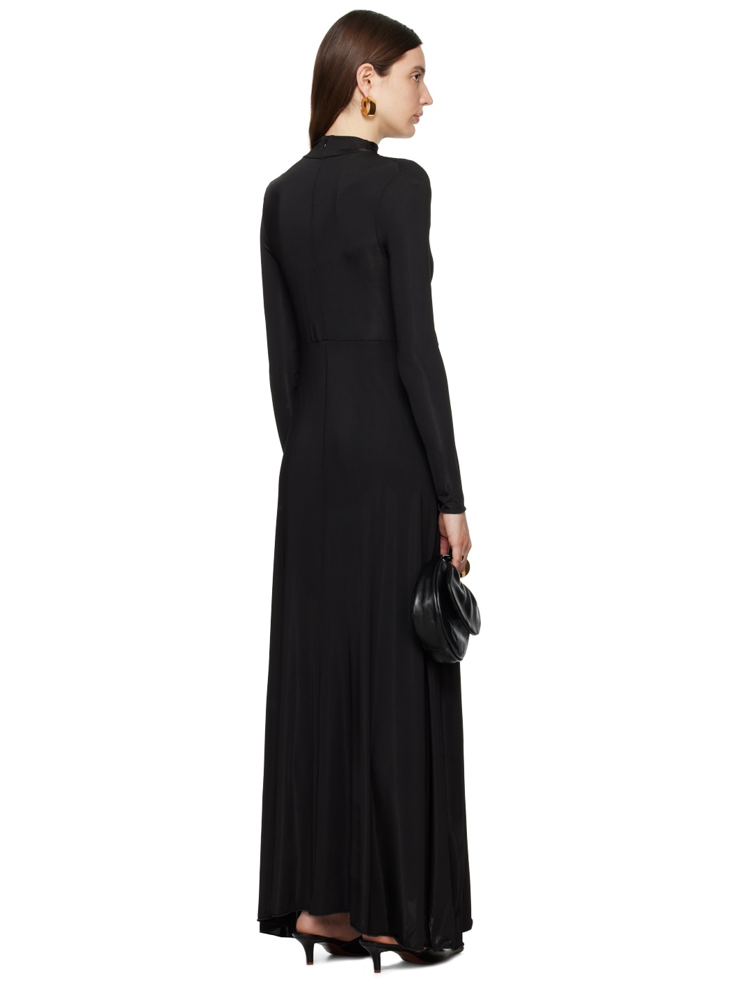 Black Asymmetric Maxi Dress - 3