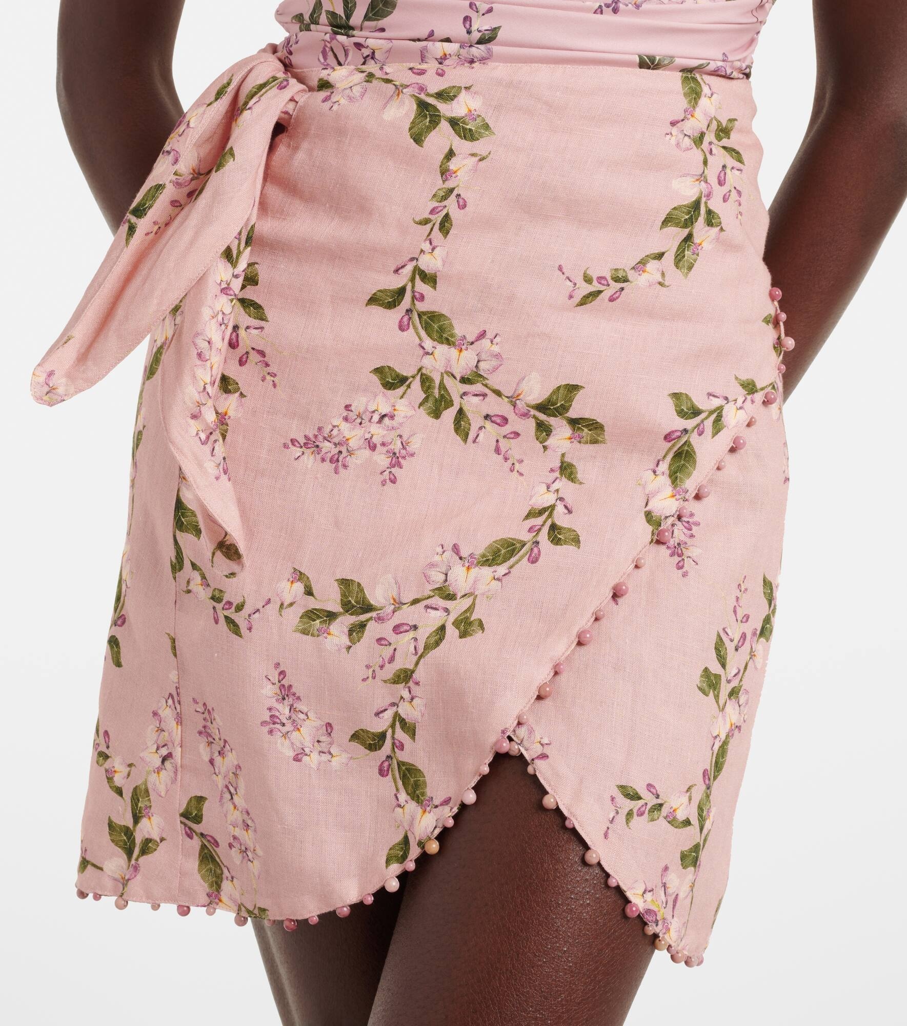 Agustina Wisteria floral linen beach cover-up - 4
