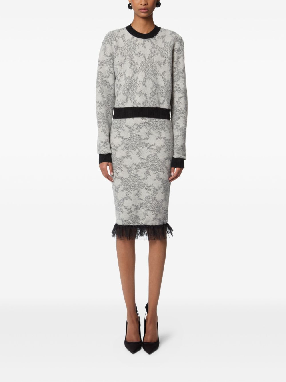 lace-pattern midi skirt - 2