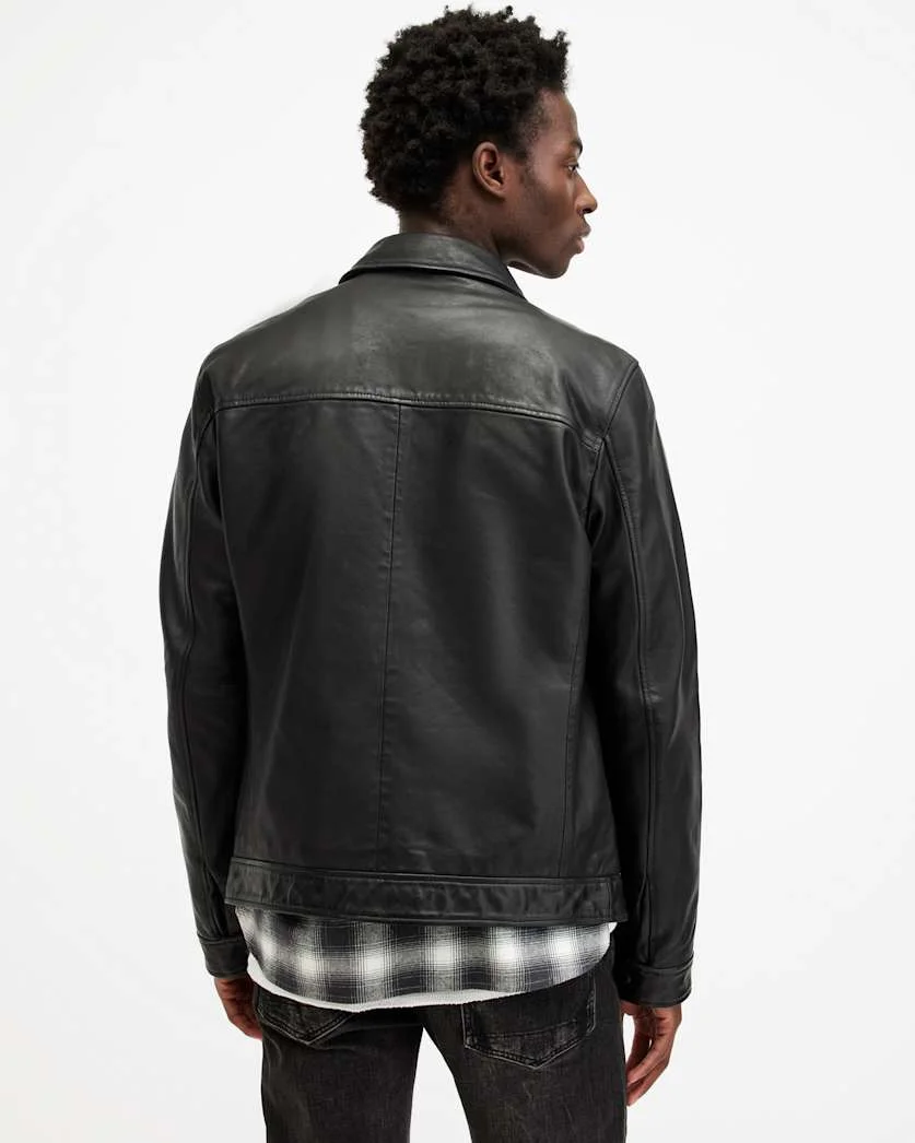 LUCK SLIM FRONT ZIP UP LEATHER JACKET - 1