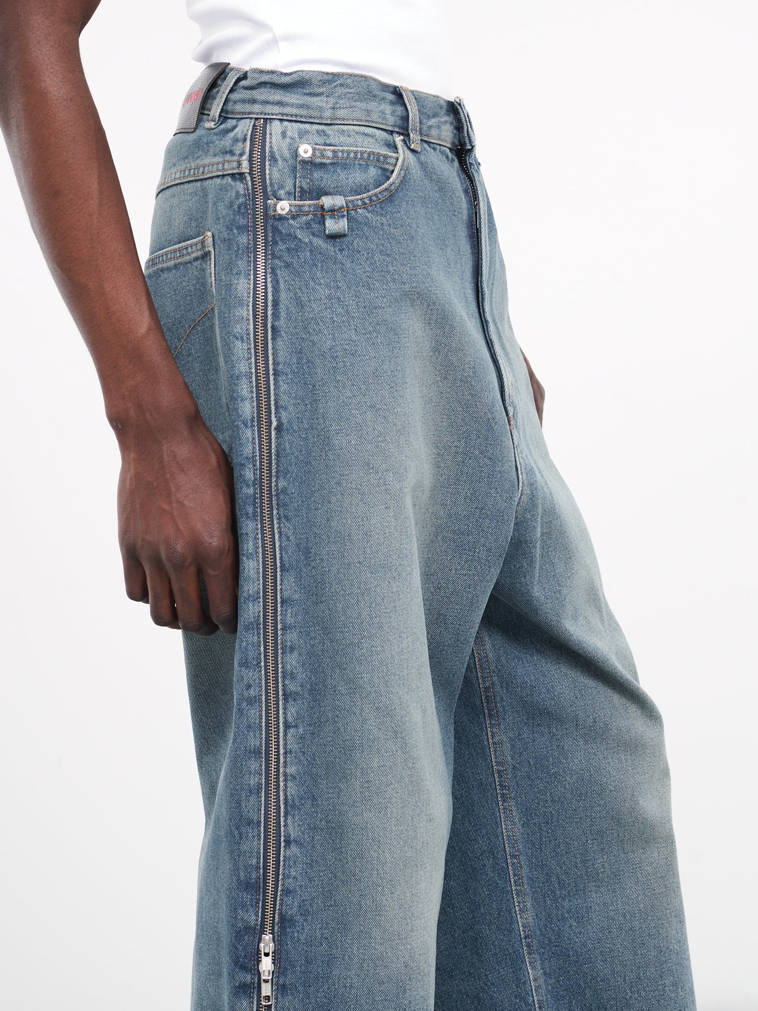 Side Zip Denim Jeans - 4