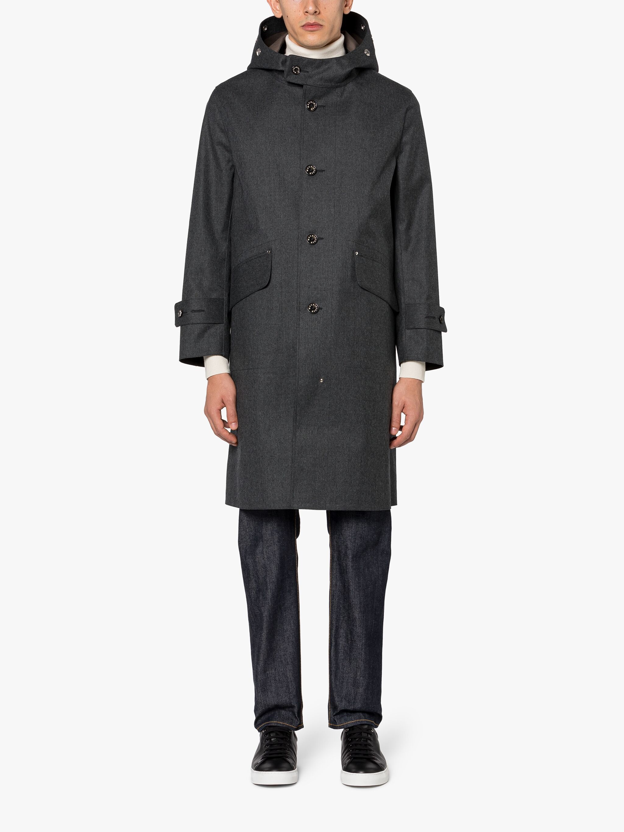 NEW KIRKTON CHARCOAL X TAUPE BONDED WOOL HOODED COAT - 3