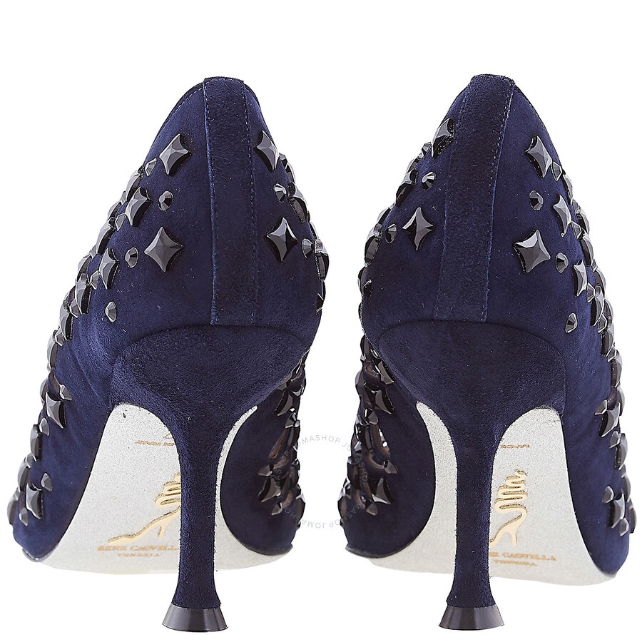 Rene Caovilla Trifora Crystal Suede Pumps - 4