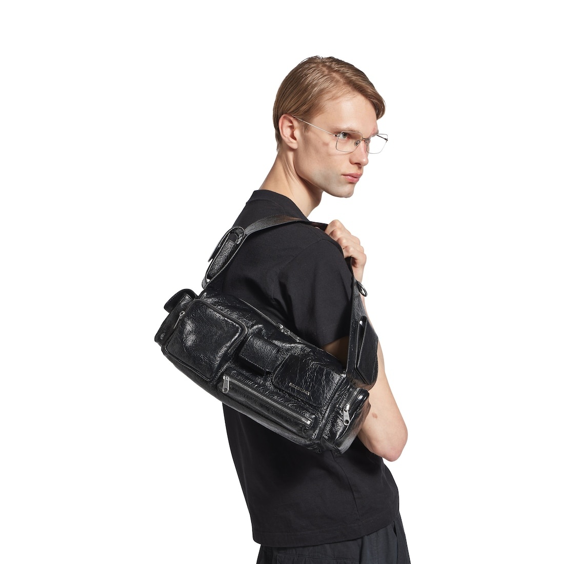 BALENCIAGA Superbusy Small Sling Bag in Black | REVERSIBLE