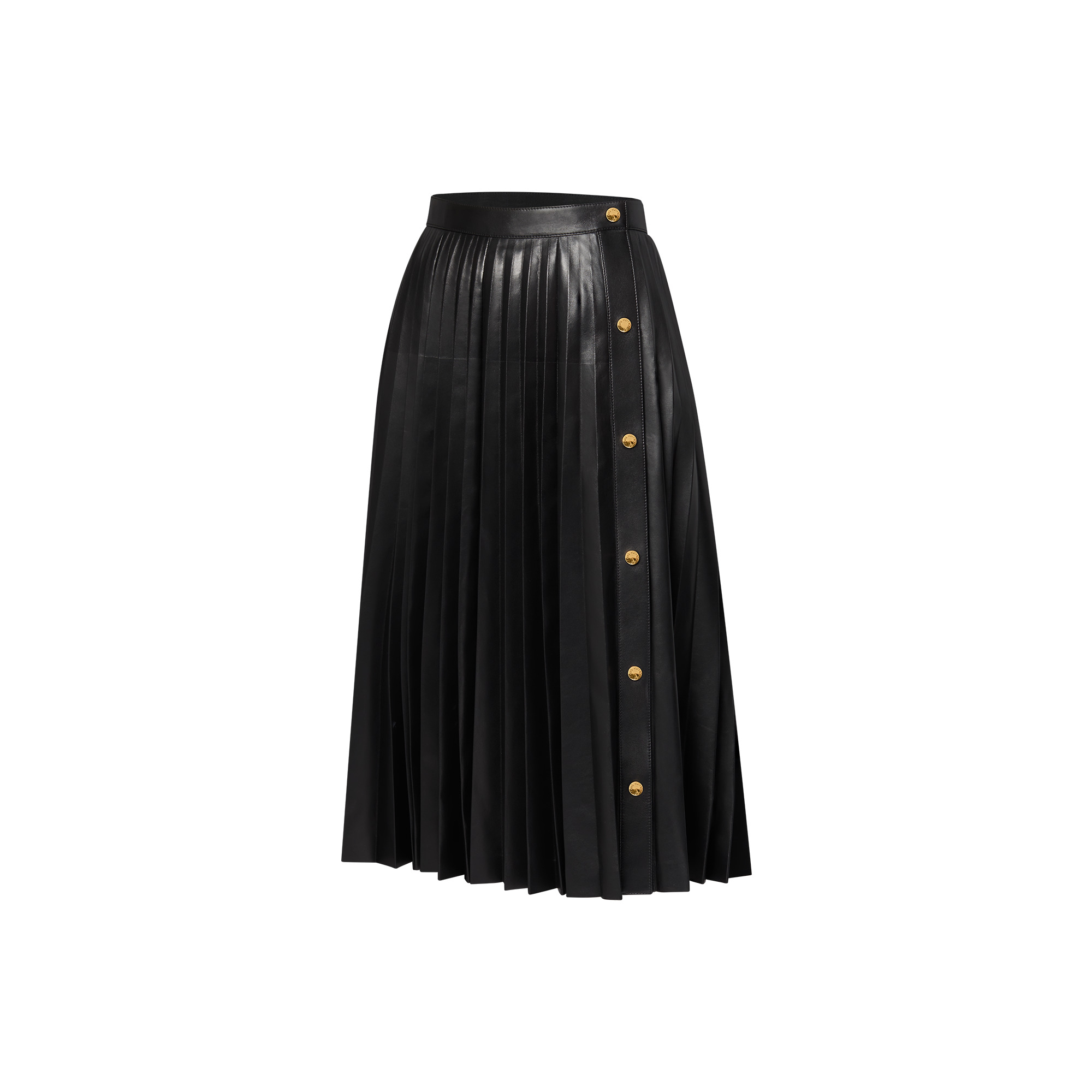 Pleated Leather Midi Skirt - 2