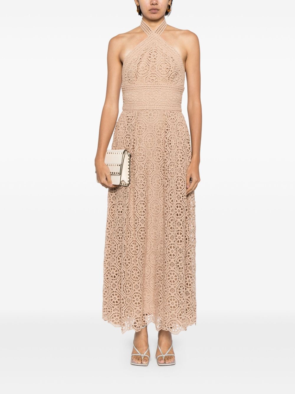 macramé halterneck maxi dress - 2