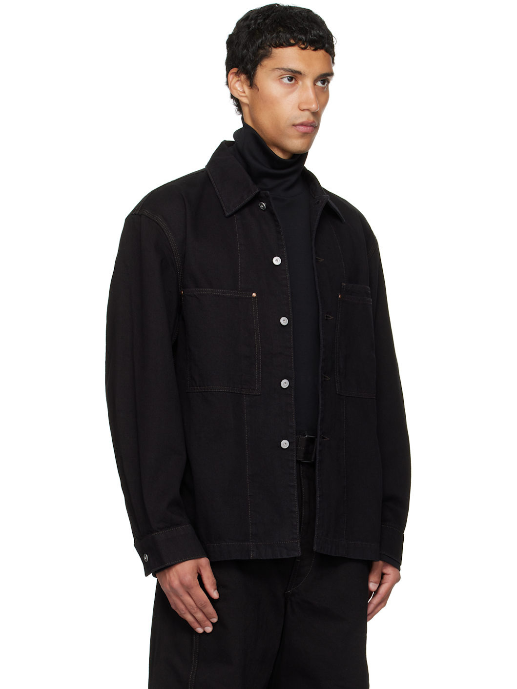 Black Workwear Denim Overshirt - 2