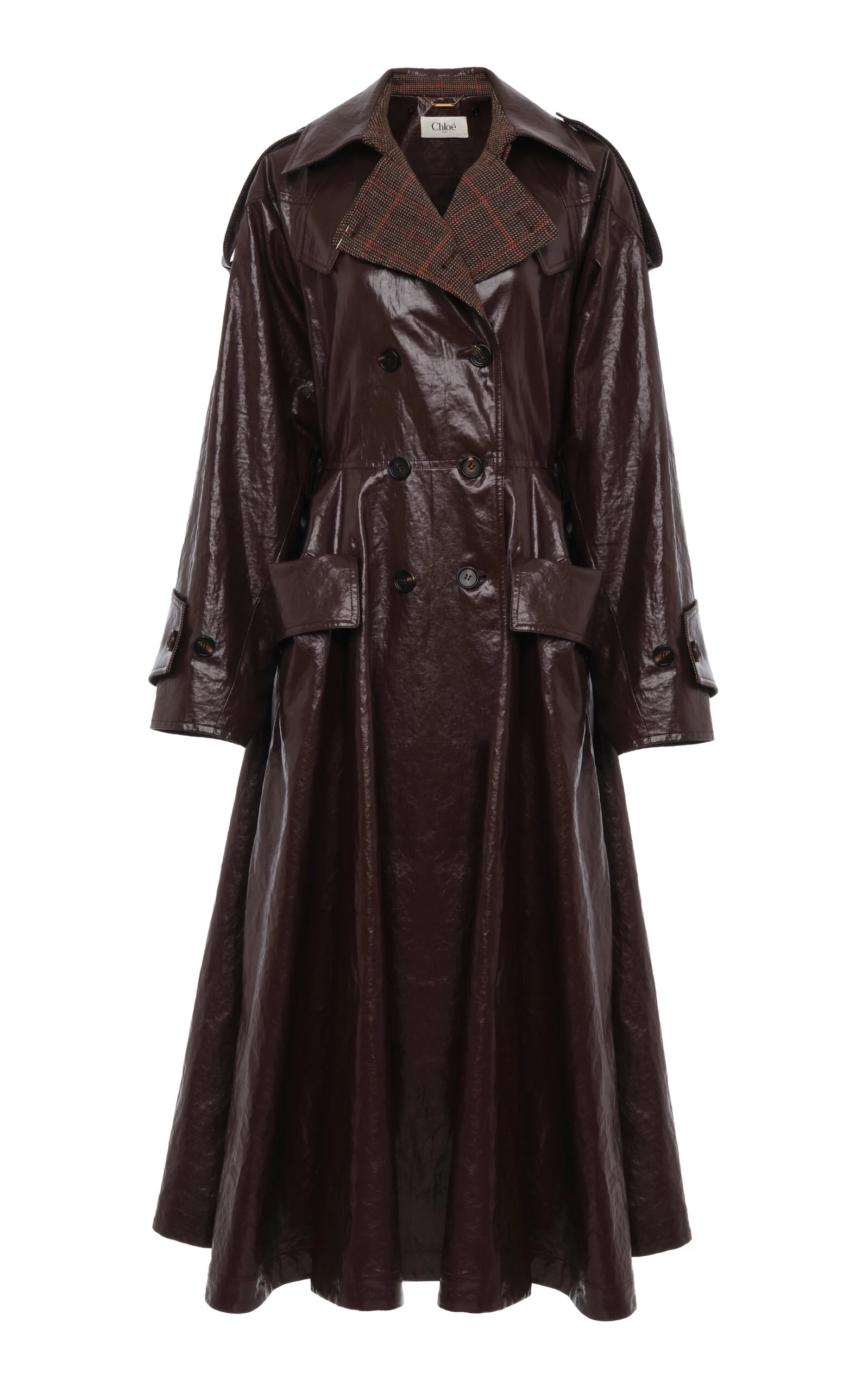 Coated Linen Riding Coat purple - 1