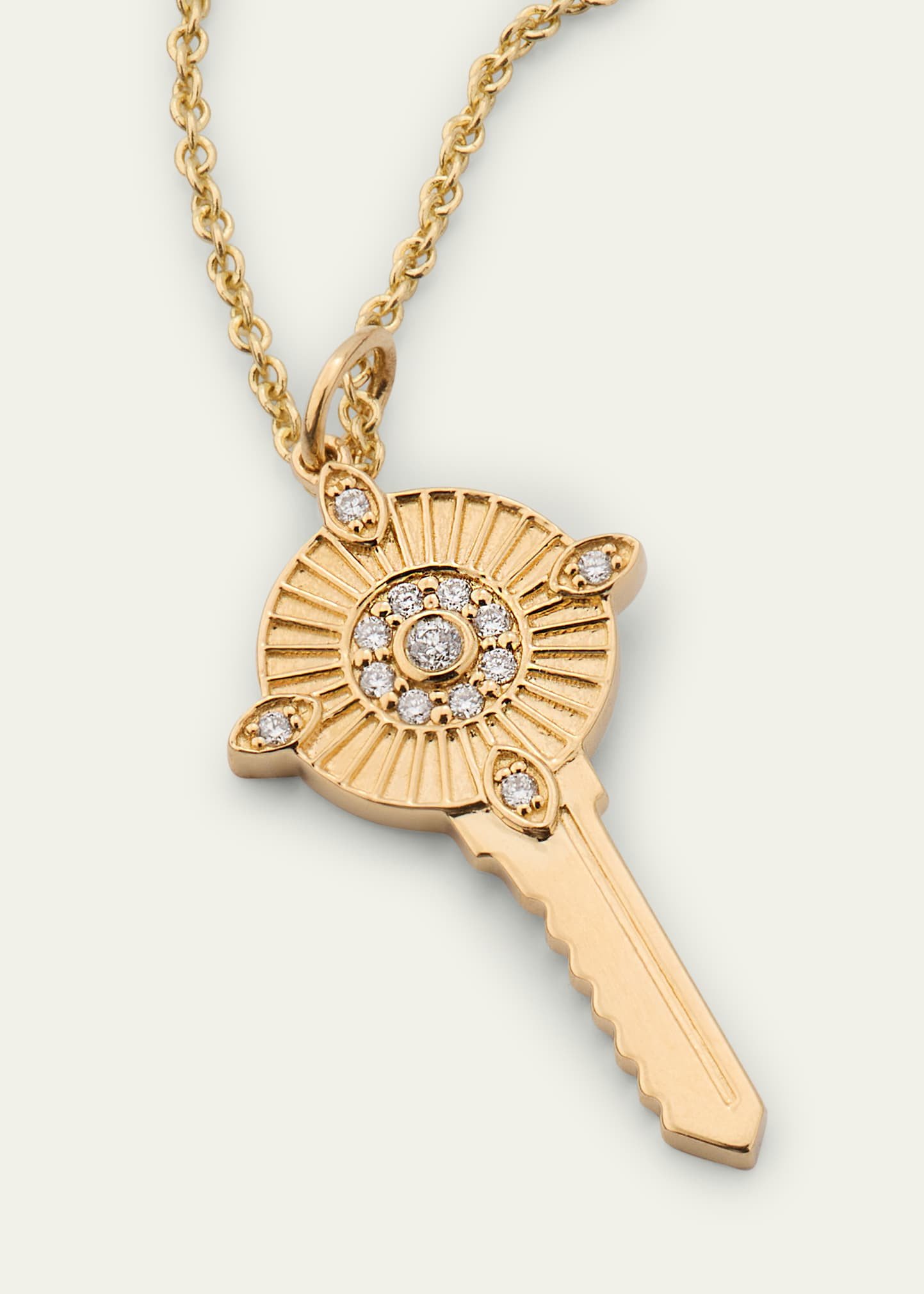 14K Yellow Gold Medium Tiffany Chain Necklace with Protection Key Charm - 3