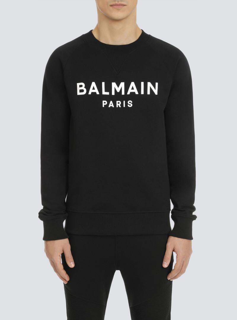 Sweatshirt in eco-responsible cotton with Balmain metallic logo print 7
